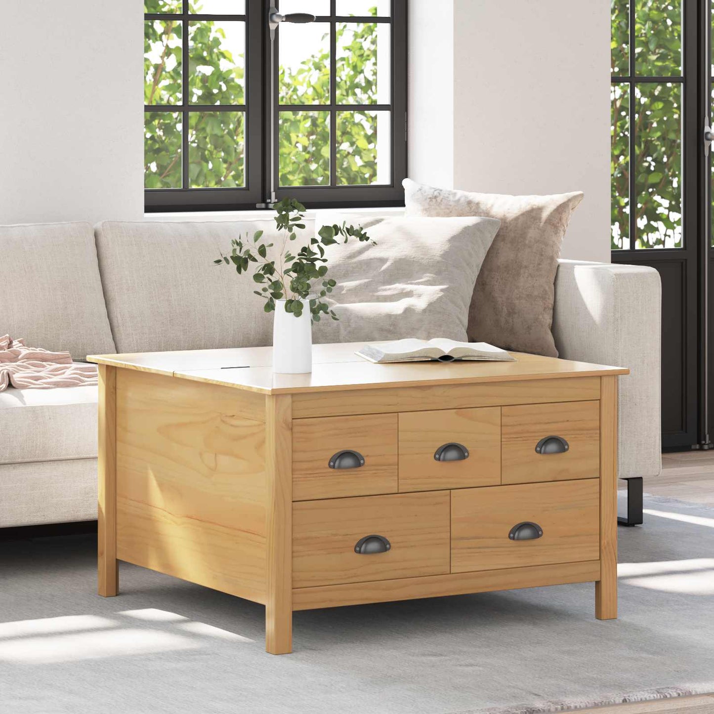 Salontafel Honingbruin 79.5 x 79.5 x 49 cm Massief Vurenhout is nu te koop bij PeponiXL, paradijselijk wonen!