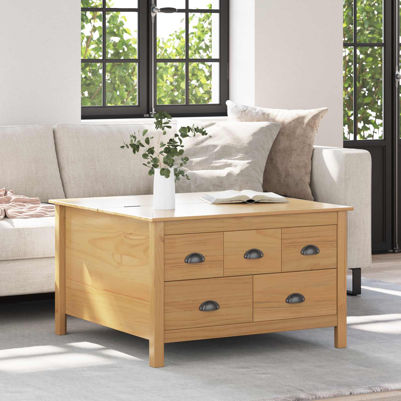 Salontafel Honingbruin 79.5 x 79.5 x 49 cm Massief Vurenhout is nu te koop bij PeponiXL, paradijselijk wonen!