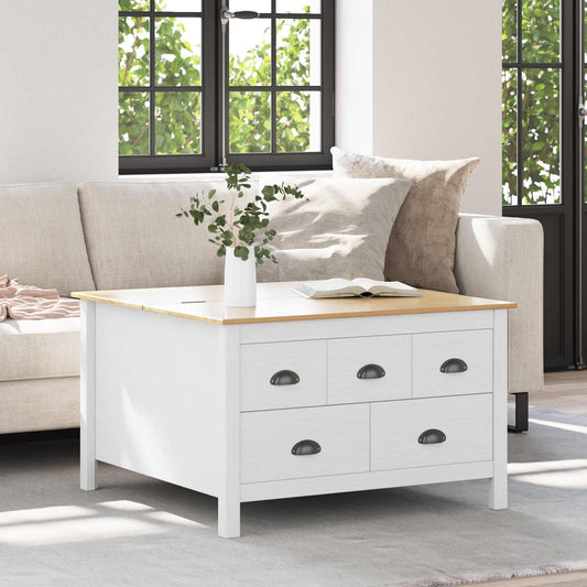 Salontafel met lade HILL Wit en honingbruin 79.5 x 79.5 x 49 cm is nu te koop bij PeponiXL, paradijselijk wonen!