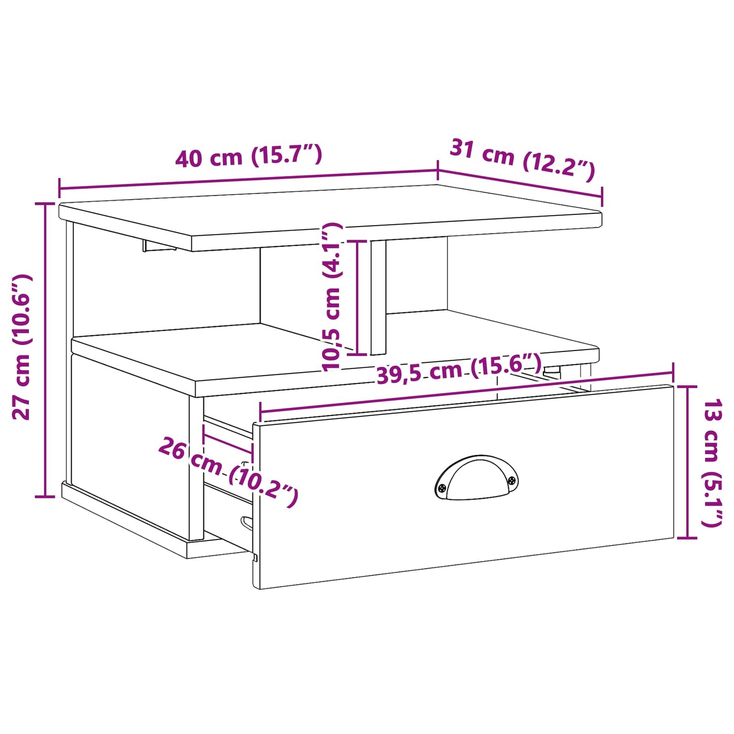 Nachtkastje met lade Wit 40 x 31 x 27 cm Massief Vurenhout is nu te koop bij PeponiXL, paradijselijk wonen!