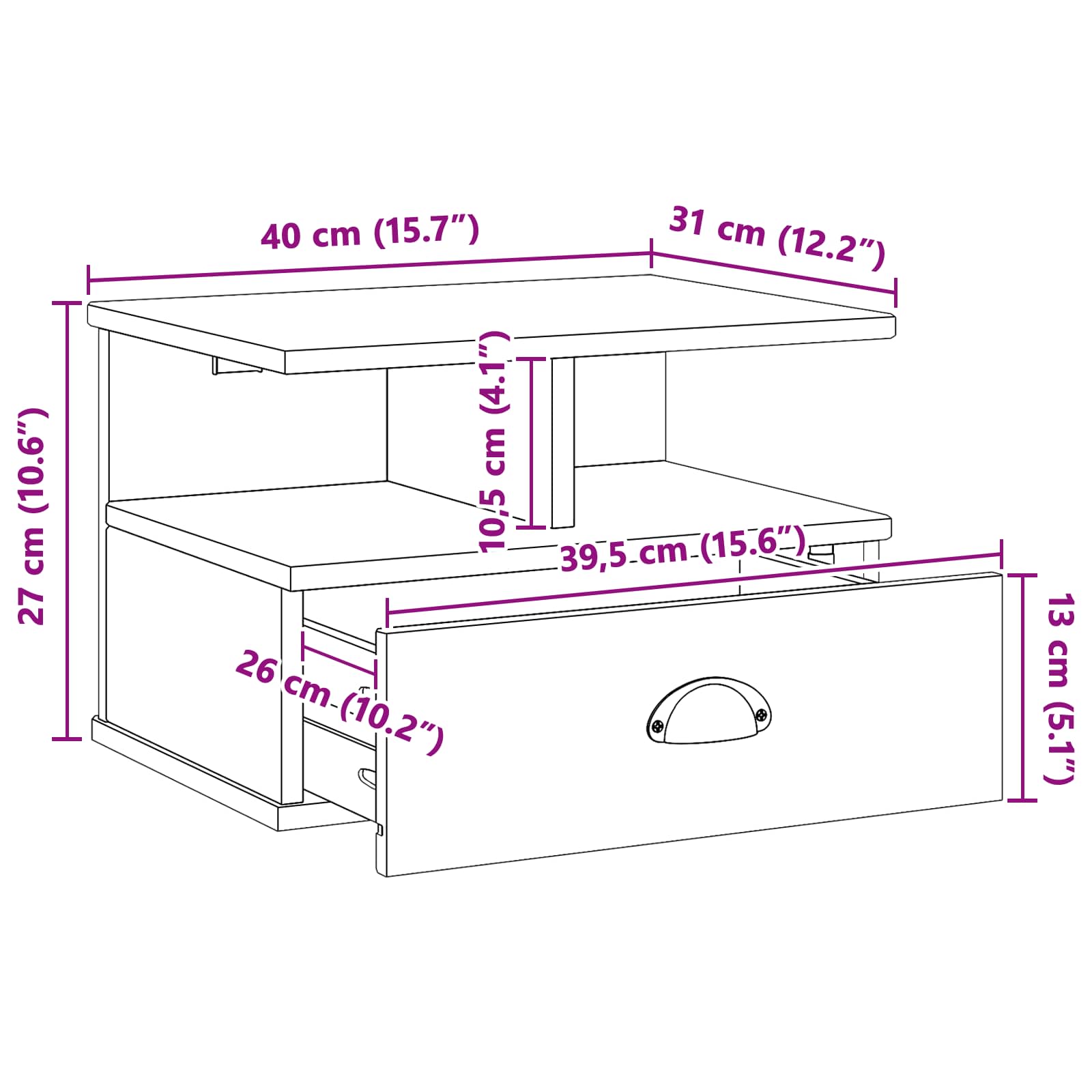 Nachtkastje met lade Wit 40 x 31 x 27 cm Massief Vurenhout is nu te koop bij PeponiXL, paradijselijk wonen!