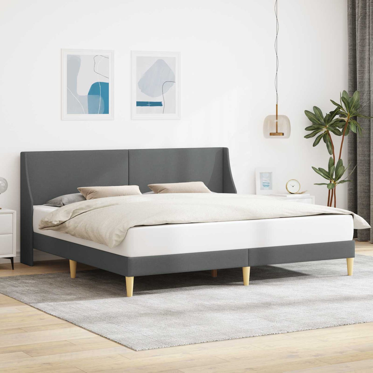 Bedframe met hoofdeinde Donkergrijs 180 x 200 cm Fluweel is nu te koop bij PeponiXL, paradijselijk wonen!