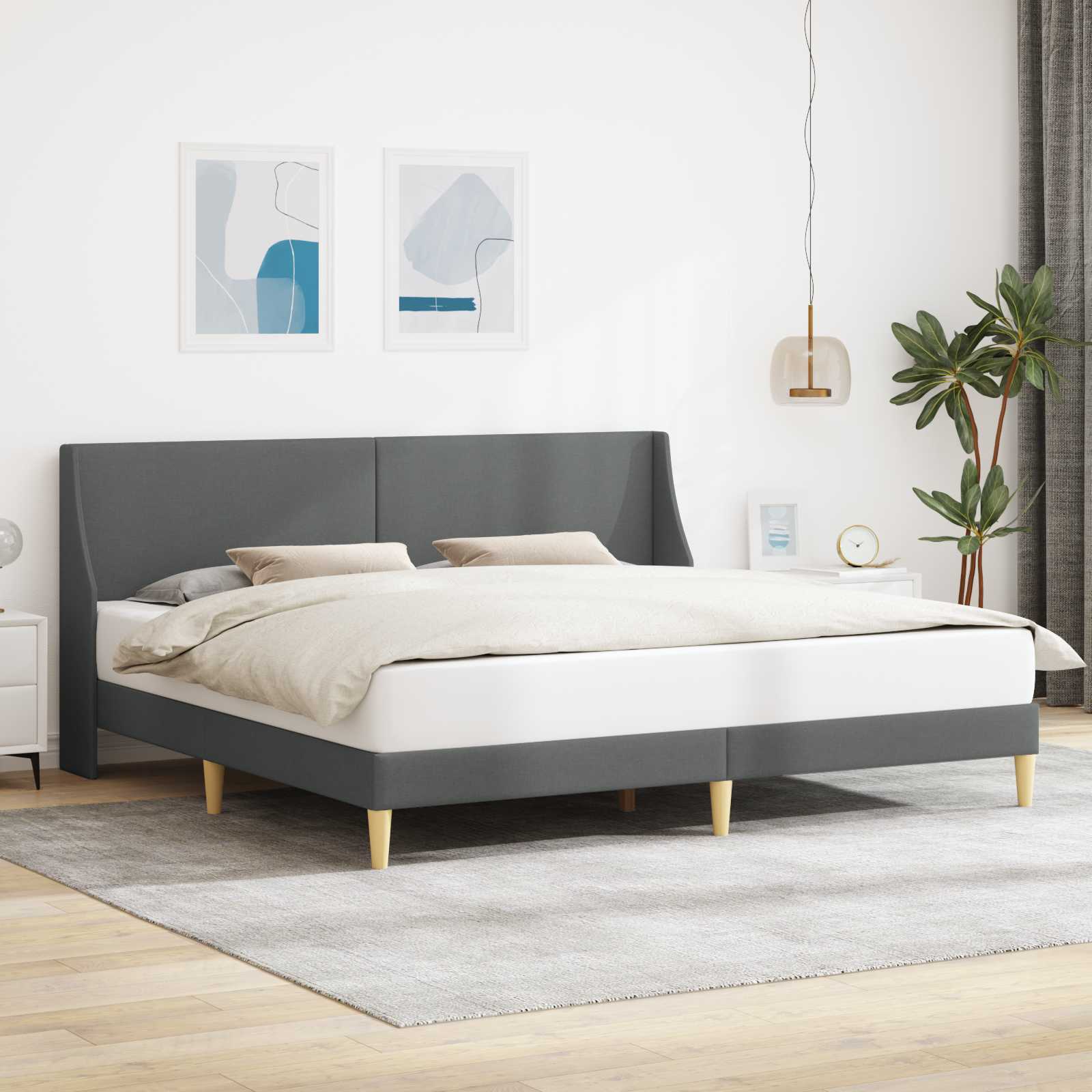 Bedframe met hoofdeinde Donkergrijs 180 x 200 cm Fluweel is nu te koop bij PeponiXL, paradijselijk wonen!