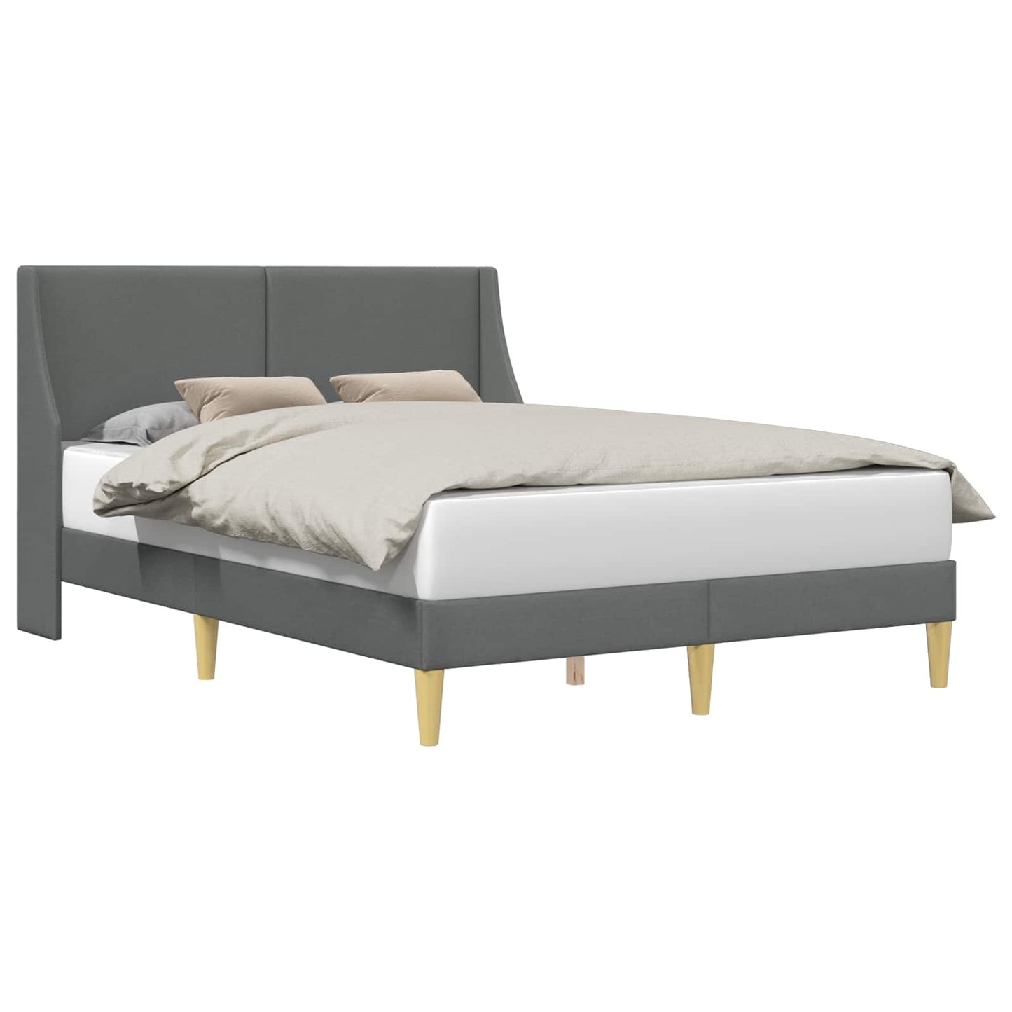 Bedframe met hoofdeinde Donkergrijs 153 x 203 cm Stof is nu te koop bij PeponiXL, paradijselijk wonen!