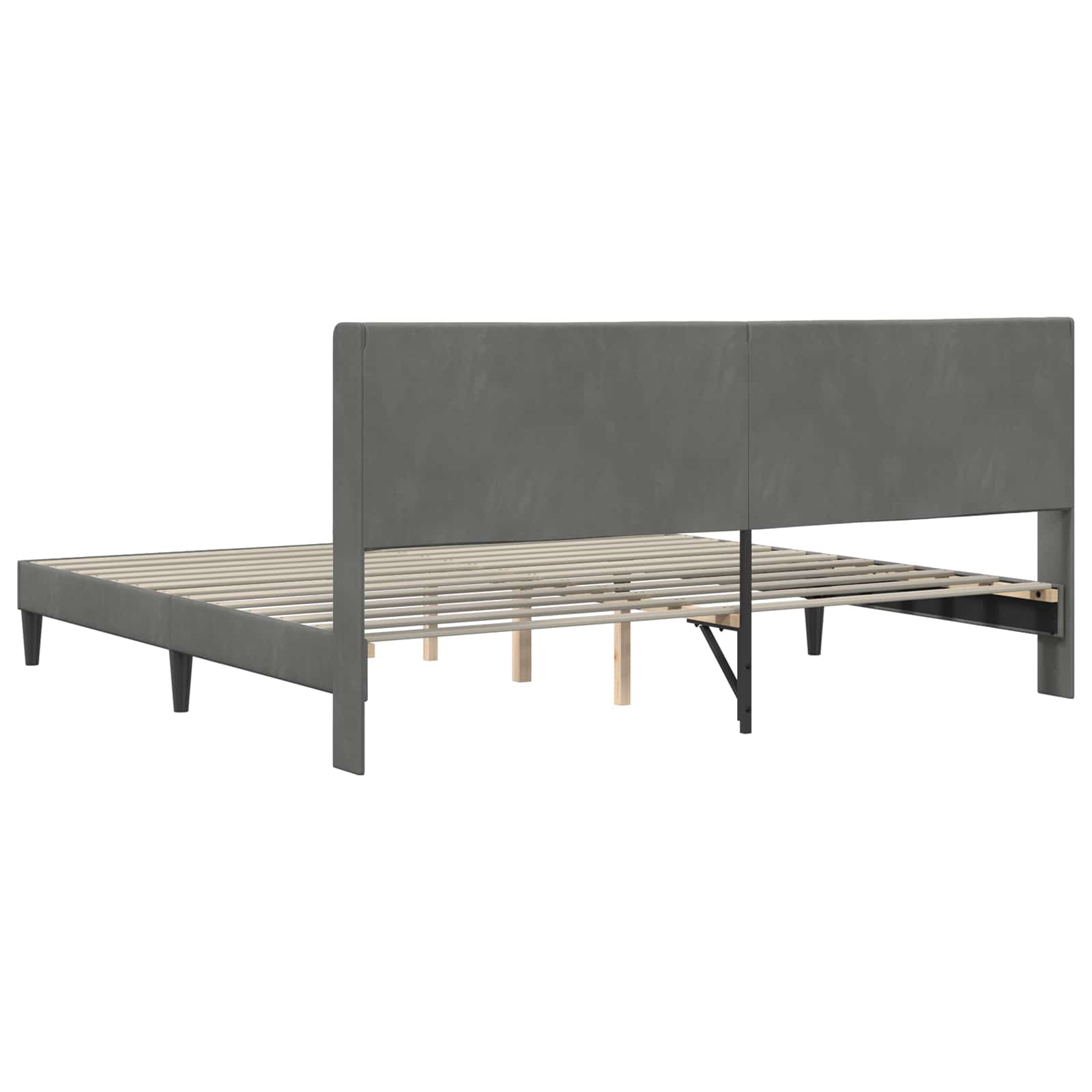 Bedframe met hoofdeinde Donkergrijs 180 x 200 cm Fluweel is nu te koop bij PeponiXL, paradijselijk wonen!