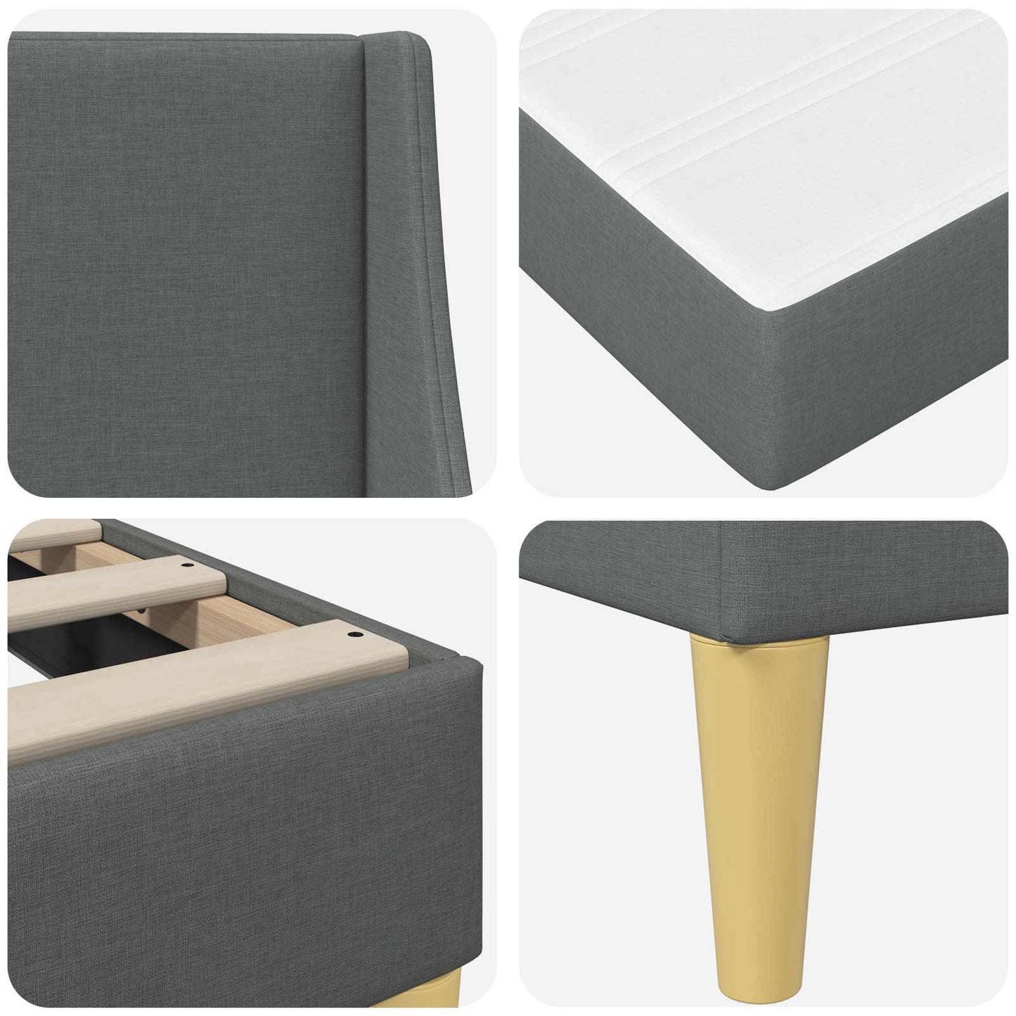 Bedframe met matras Donkergrijs 100 x 200 cm Polyester is nu te koop bij PeponiXL, paradijselijk wonen!