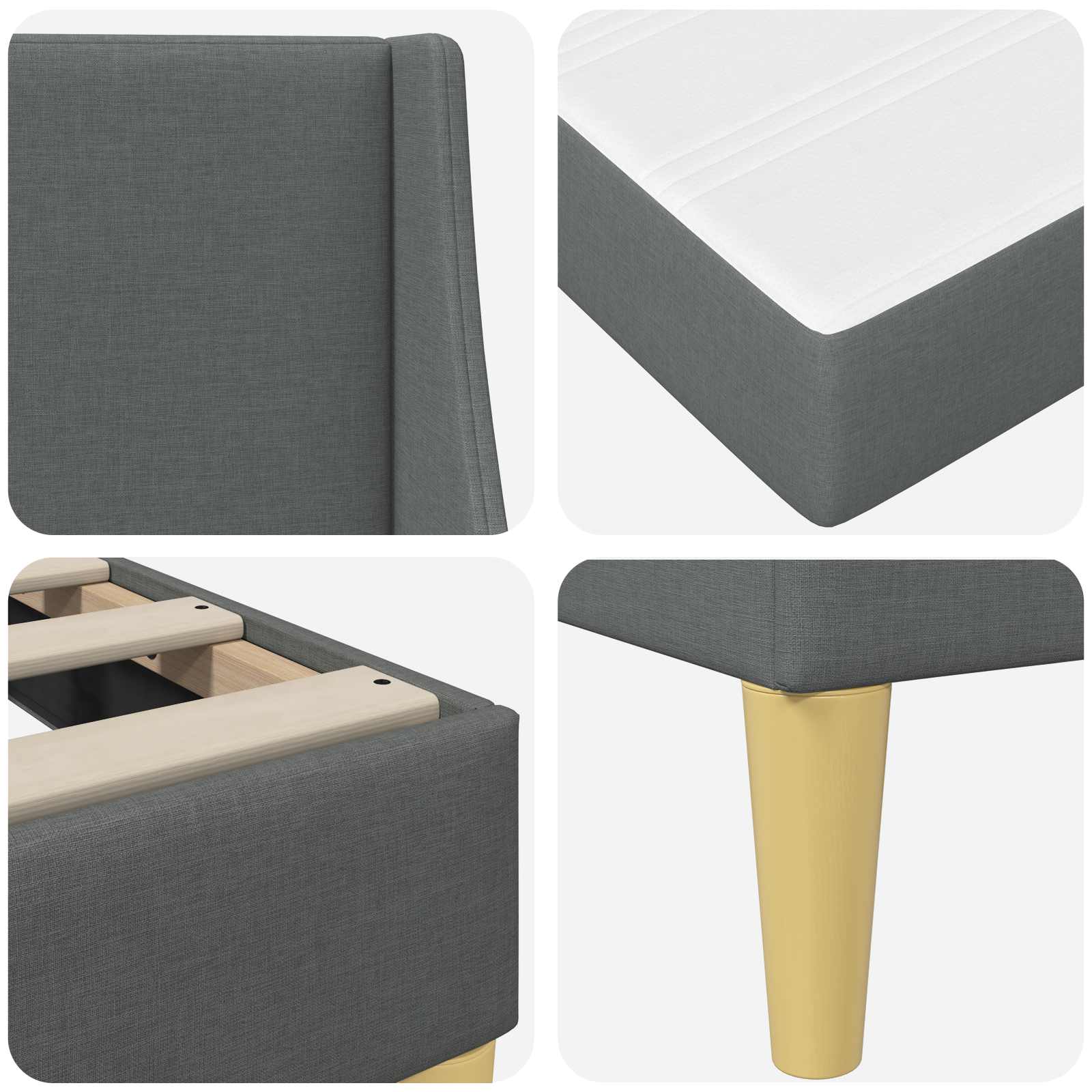 Bedframe met matras Donkergrijs 100 x 200 cm Polyester is nu te koop bij PeponiXL, paradijselijk wonen!