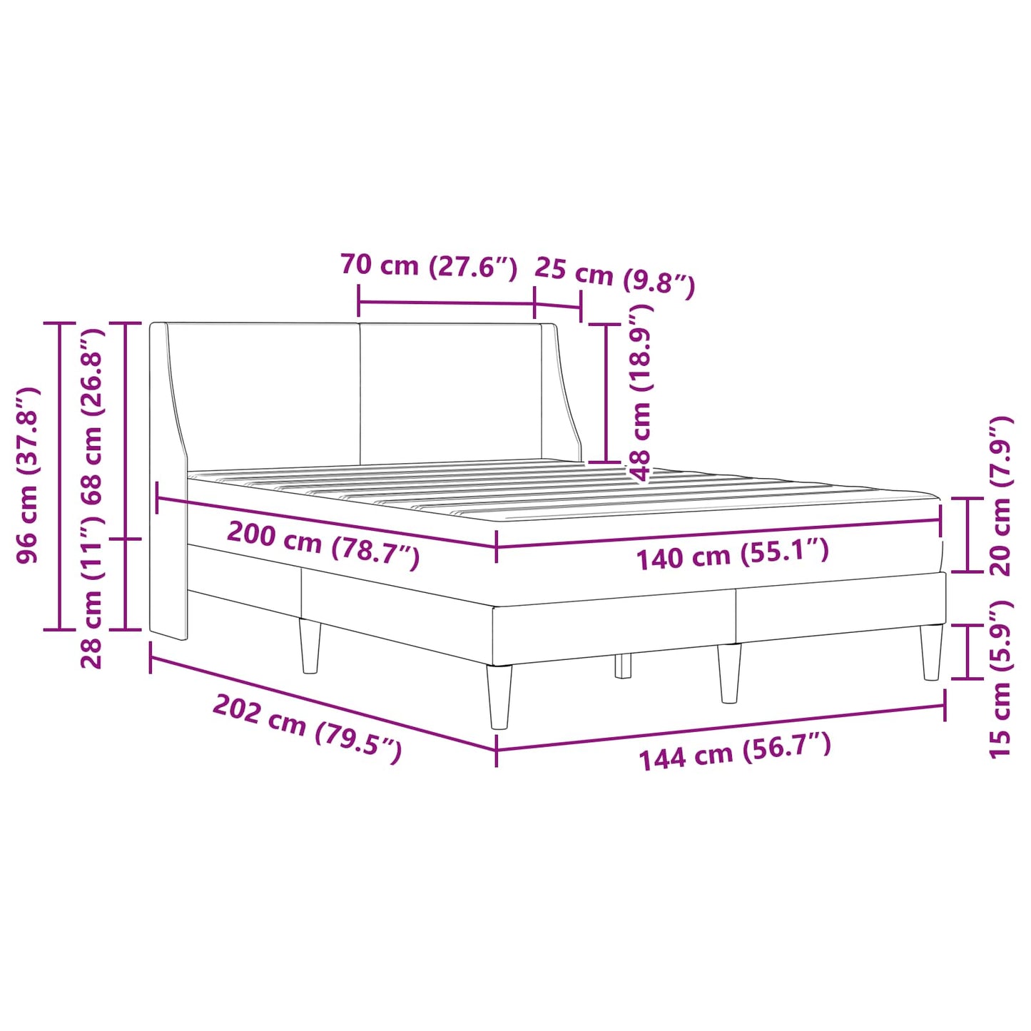 Bedframe met matras met hoofdeinde Polyester is nu te koop bij PeponiXL, paradijselijk wonen!