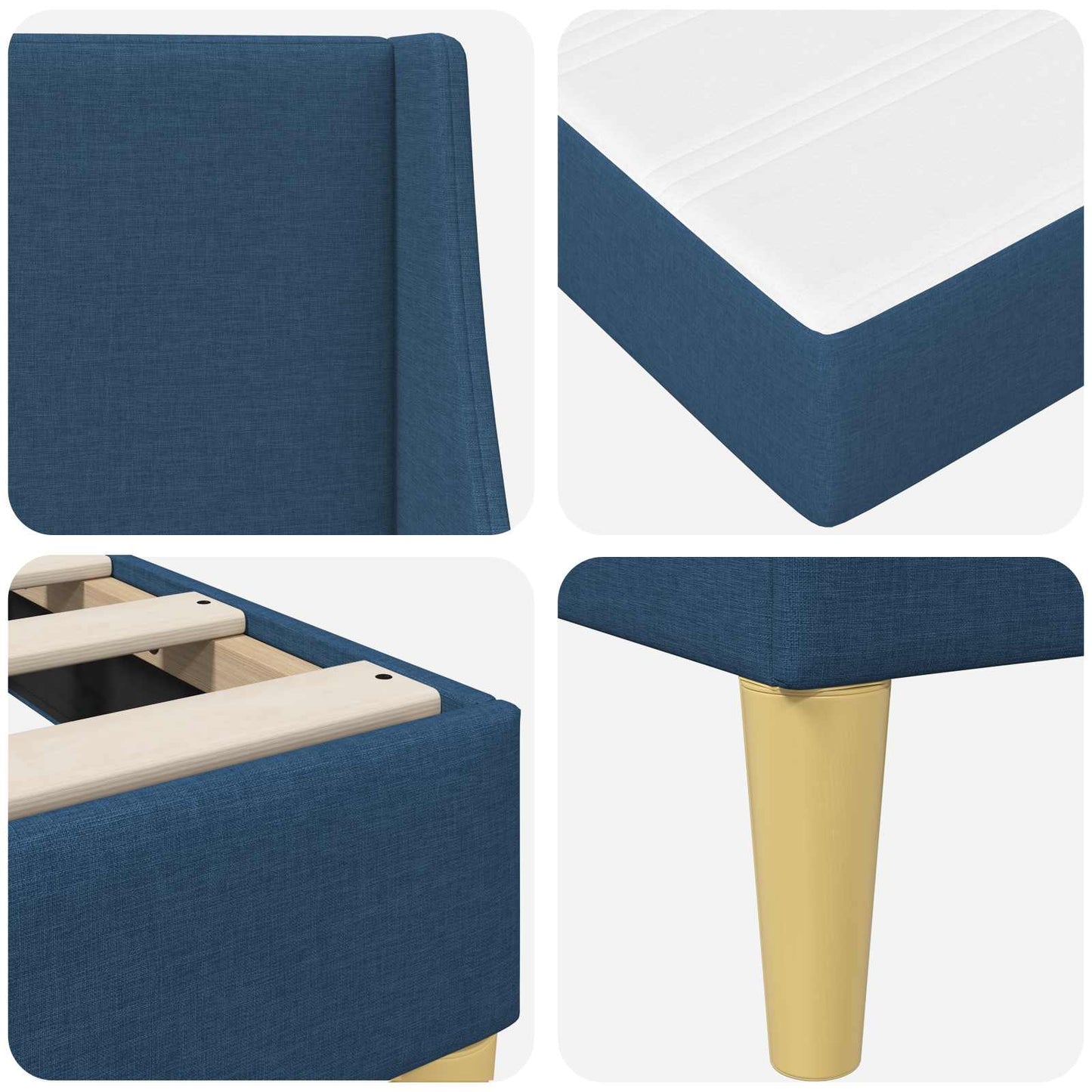 Bedframe met matras met hoofdeinde Blauw 180 x 200 cm Polyester is nu te koop bij PeponiXL, paradijselijk wonen!