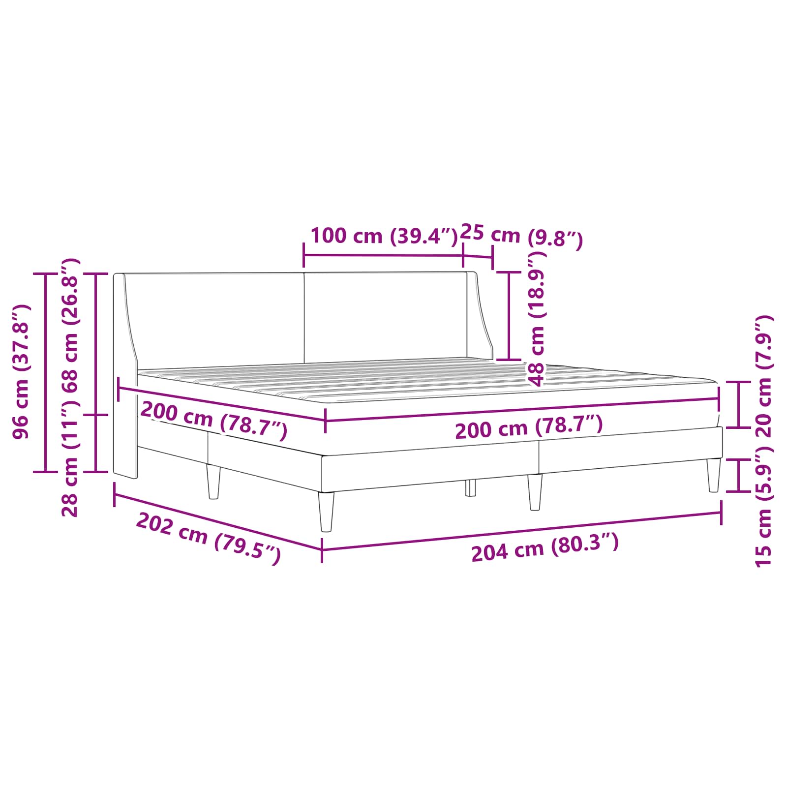 Bedframe met matras Lichtgrijs 200 x 200 cm Polyester is nu te koop bij PeponiXL, paradijselijk wonen!