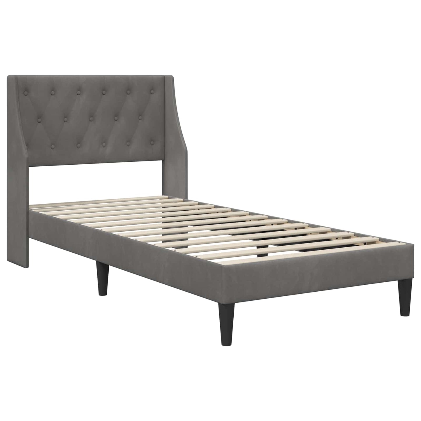 Bedframe met matras met matras Donkergrijs 80 x 200 cm Fluweel is nu te koop bij PeponiXL, paradijselijk wonen!