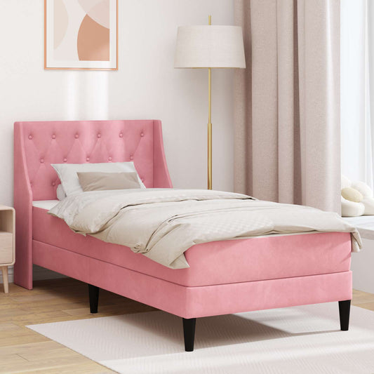Bedframe met matras met matras Roze 80 x 200 cm Fluweel is nu te koop bij PeponiXL, paradijselijk wonen!
