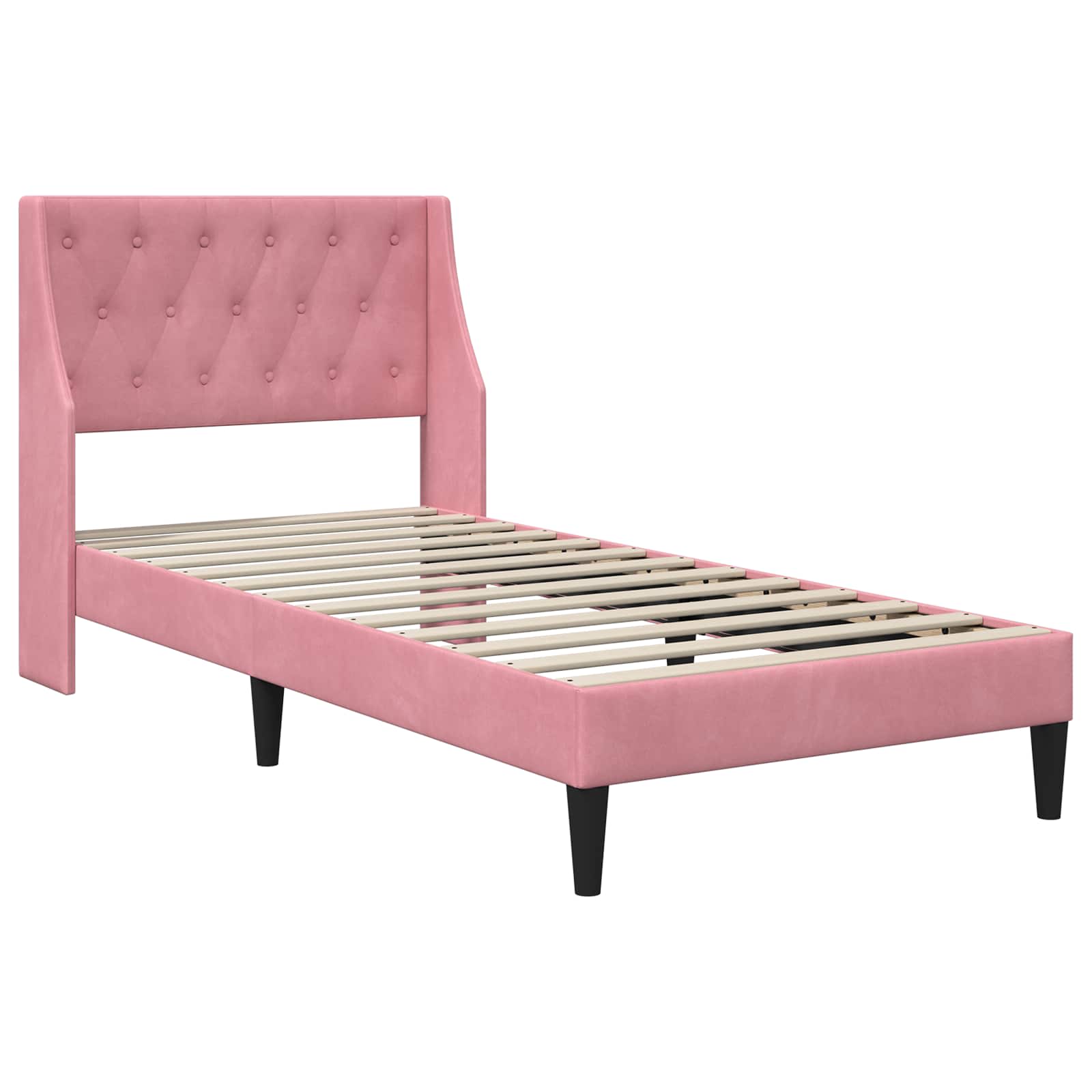 Bedframe met matras met matras Roze 80 x 200 cm Fluweel is nu te koop bij PeponiXL, paradijselijk wonen!