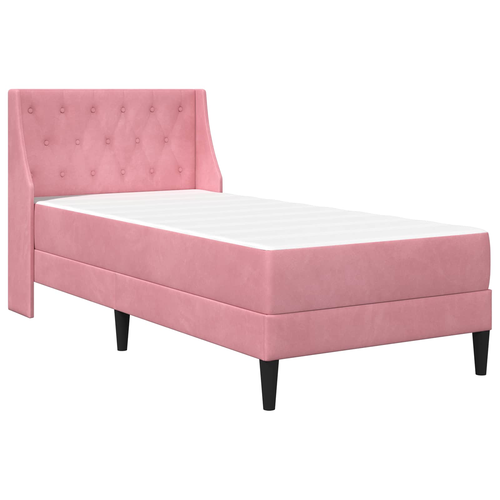 Bedframe met matras met matras Roze 80 x 200 cm Fluweel is nu te koop bij PeponiXL, paradijselijk wonen!