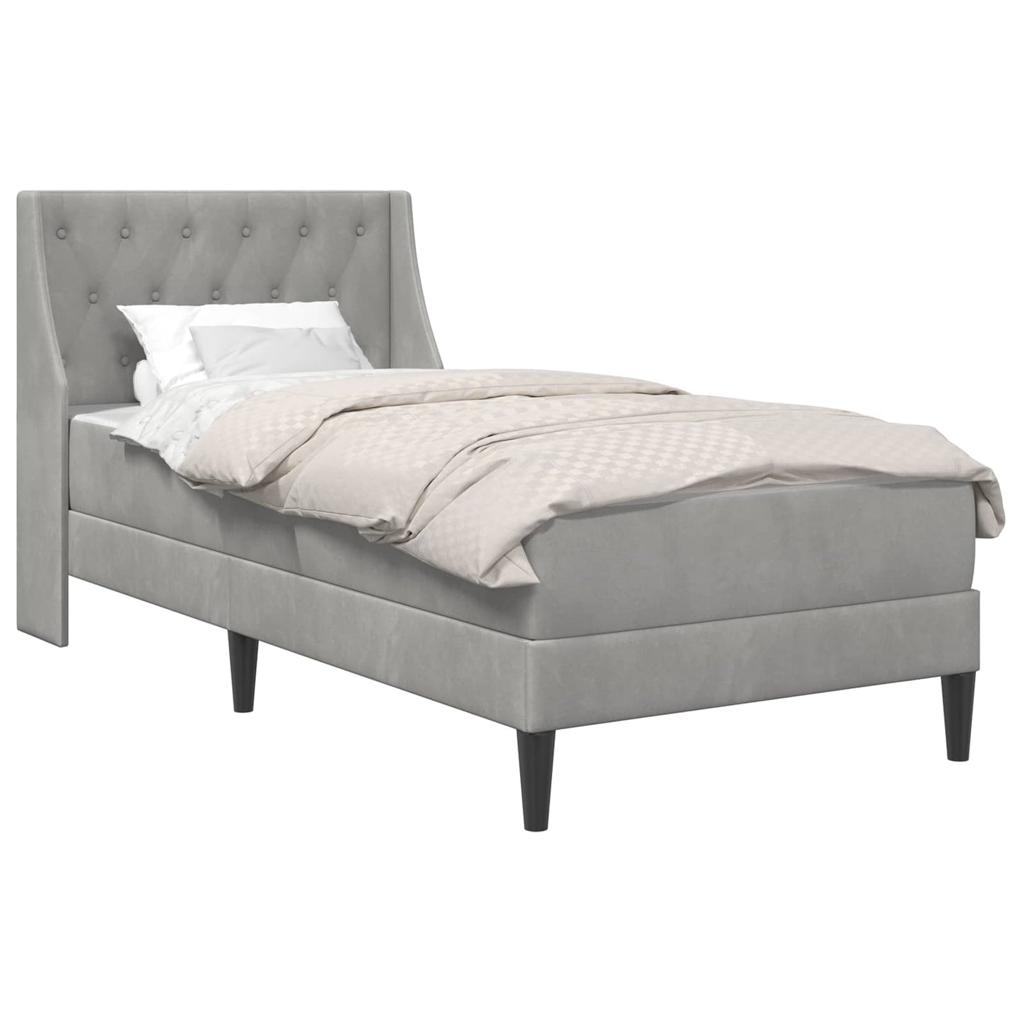 Bedframe met matras met matras Lichtgrijs 90 x 190 cm Fluweel is nu te koop bij PeponiXL, paradijselijk wonen!