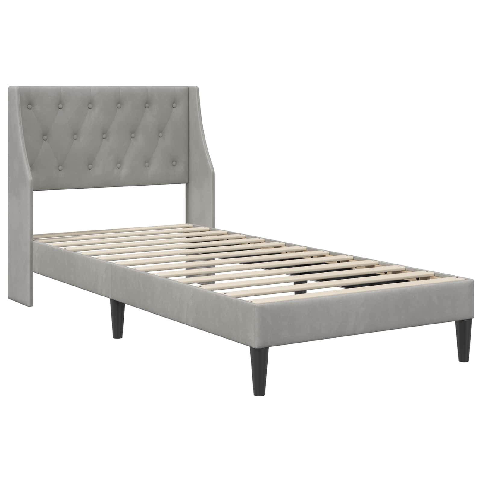 Bedframe met matras met matras Lichtgrijs 90 x 190 cm Fluweel is nu te koop bij PeponiXL, paradijselijk wonen!