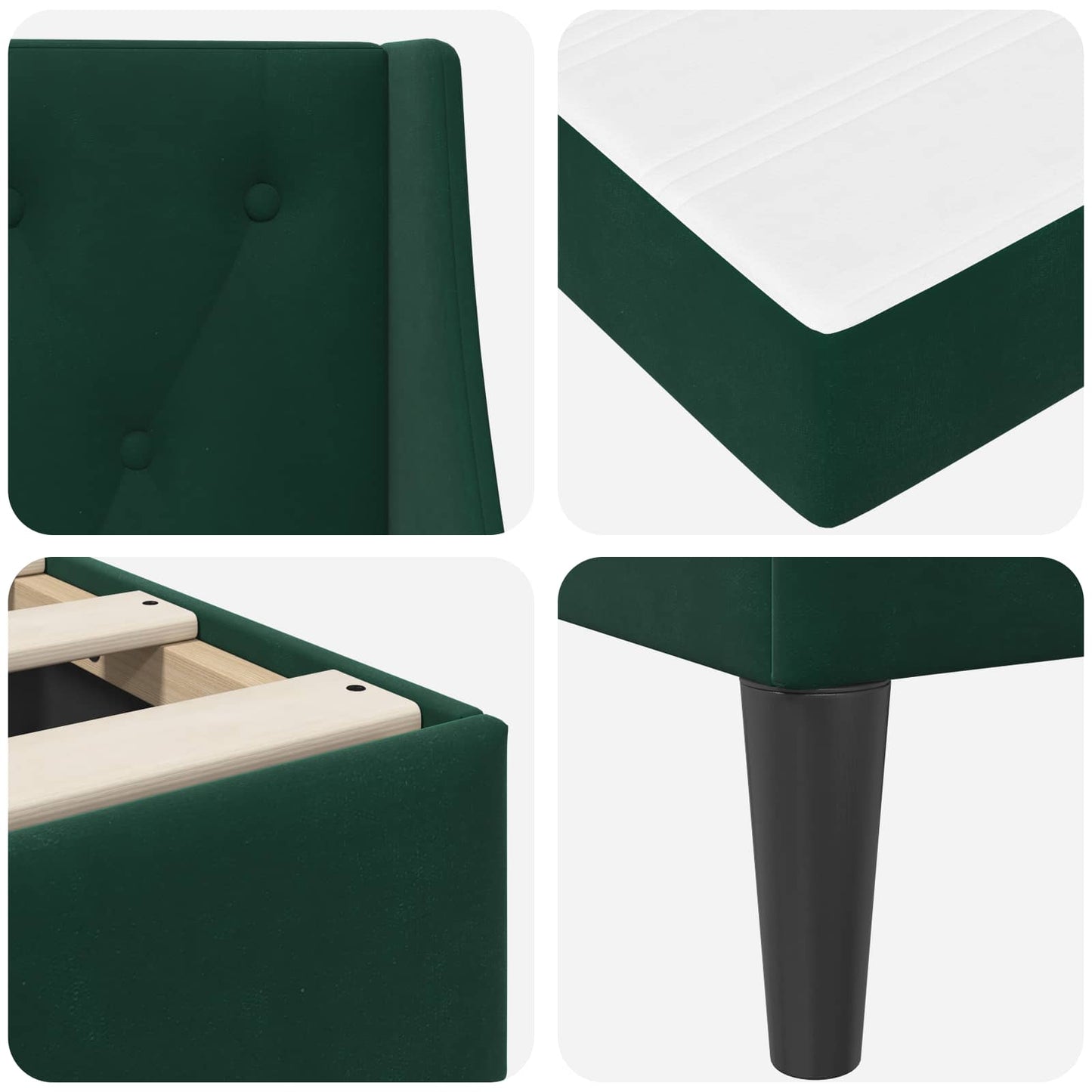 Bedframe met matras met matras Donkergroen 100 x 200 cm Fluweel is nu te koop bij PeponiXL, paradijselijk wonen!