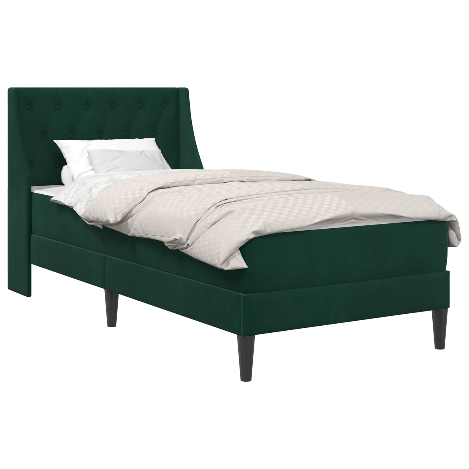 Bedframe met matras met matras Donkergroen 100 x 200 cm Fluweel is nu te koop bij PeponiXL, paradijselijk wonen!