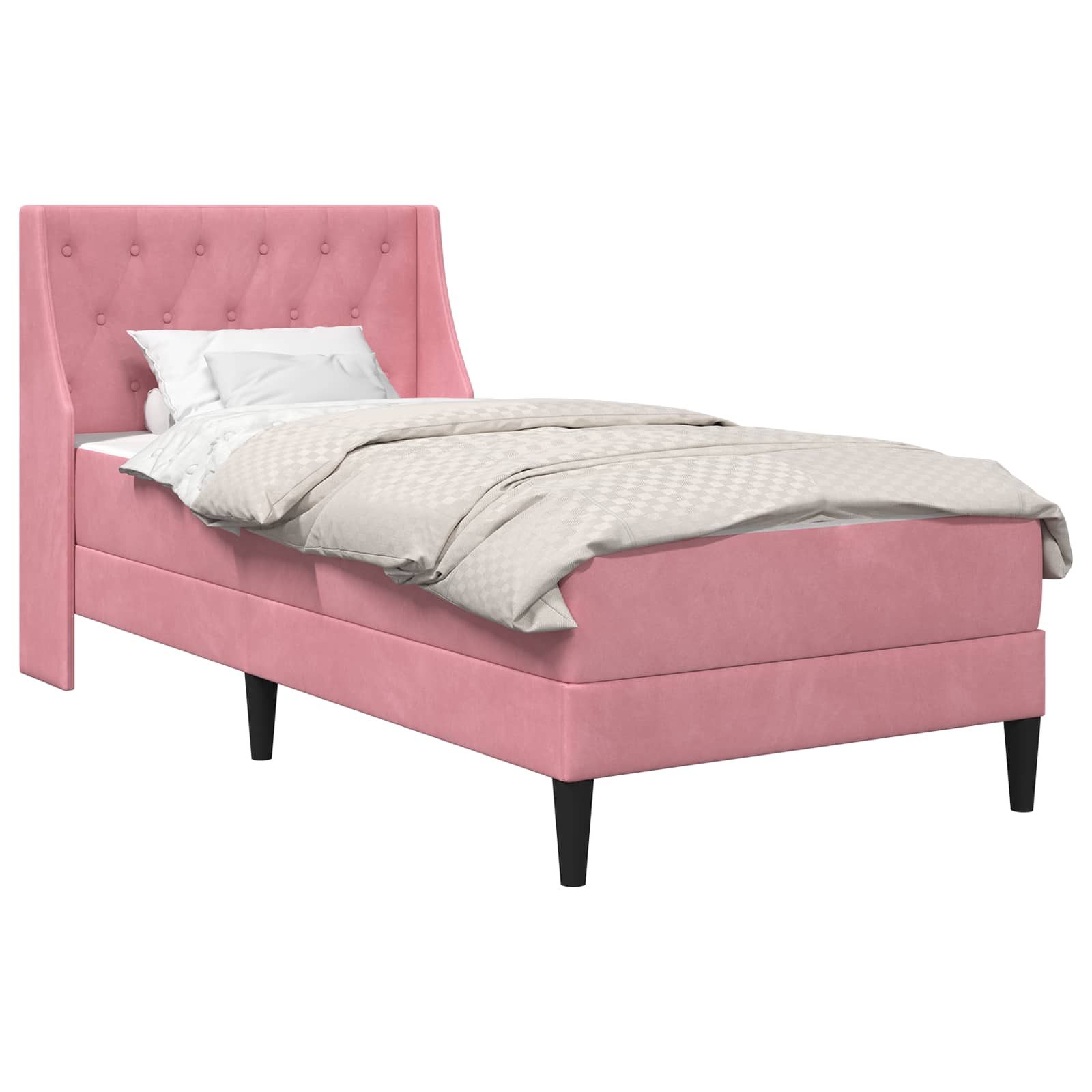 Bedframe met matras met matras Roze 100 x 200 cm Fluweel is nu te koop bij PeponiXL, paradijselijk wonen!