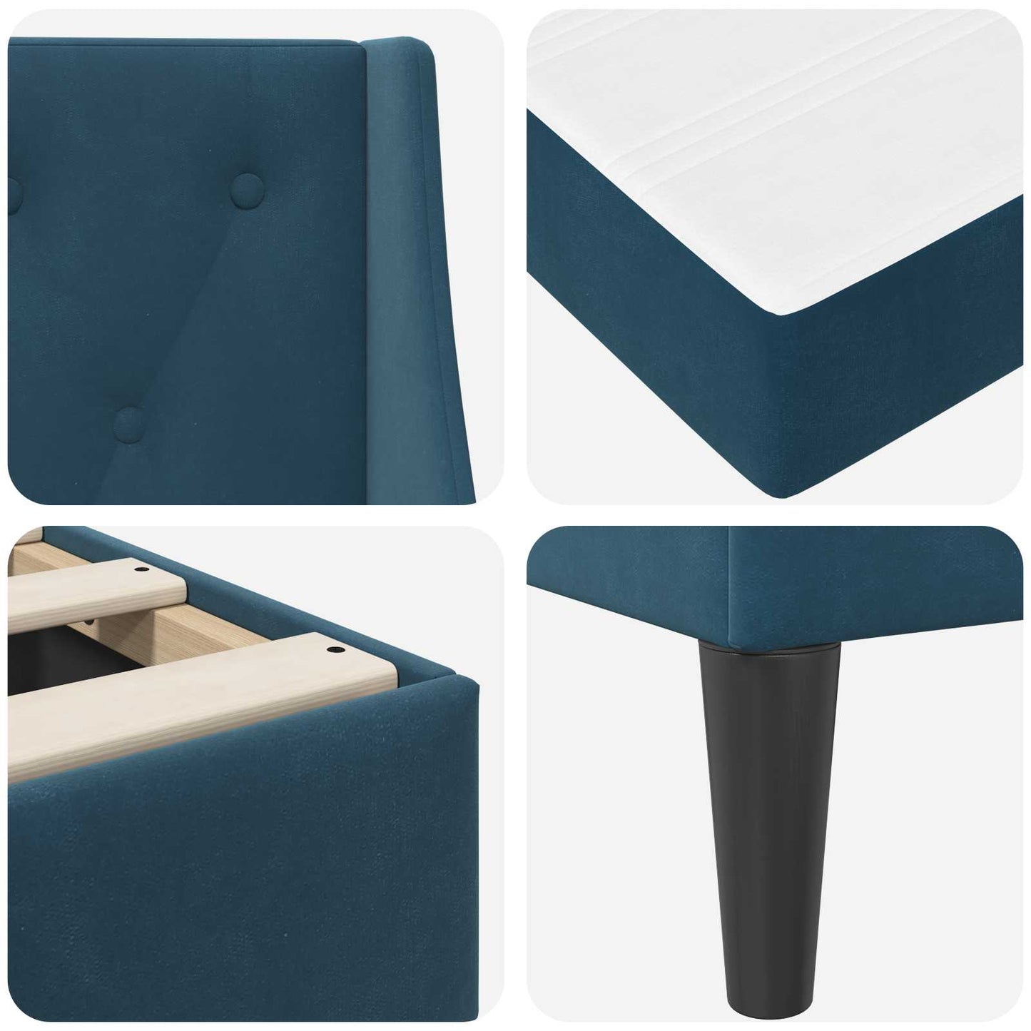 Bedframe met matras met matras Blauw 100 x 200 cm Fluweel is nu te koop bij PeponiXL, paradijselijk wonen!