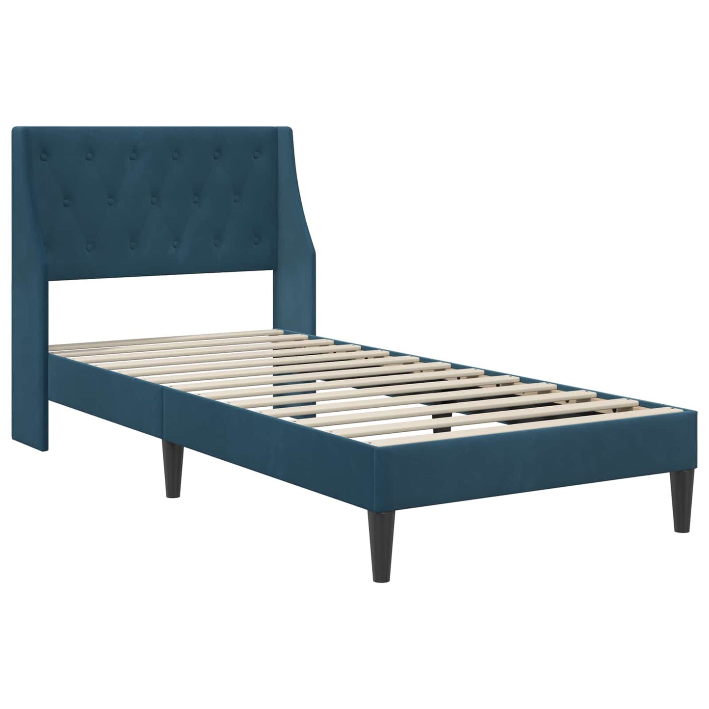 Bedframe met matras met matras Blauw 100 x 200 cm Fluweel is nu te koop bij PeponiXL, paradijselijk wonen!