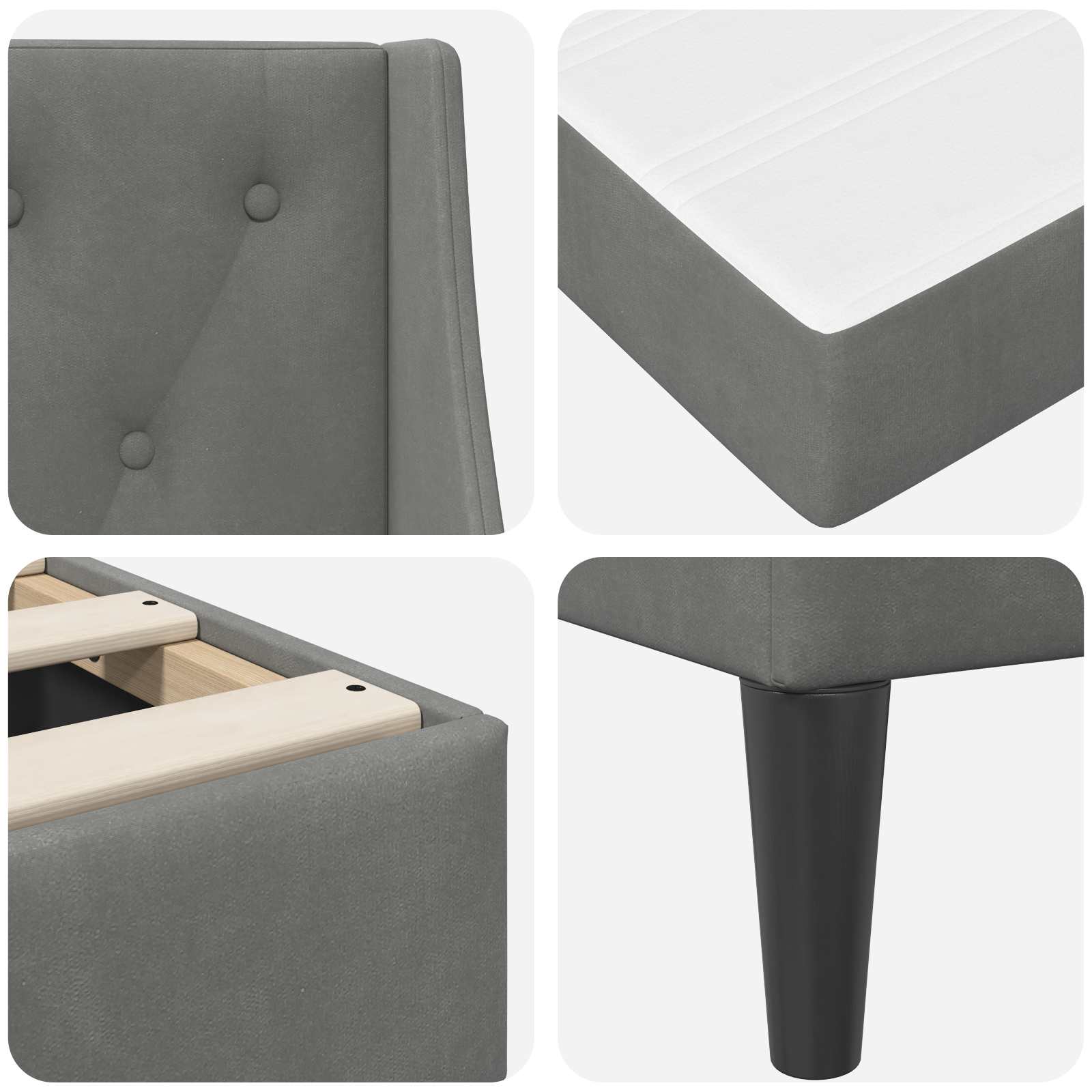 Bedframe met matras met matras Donkergrijs 140 x 200 cm Fluweel is nu te koop bij PeponiXL, paradijselijk wonen!