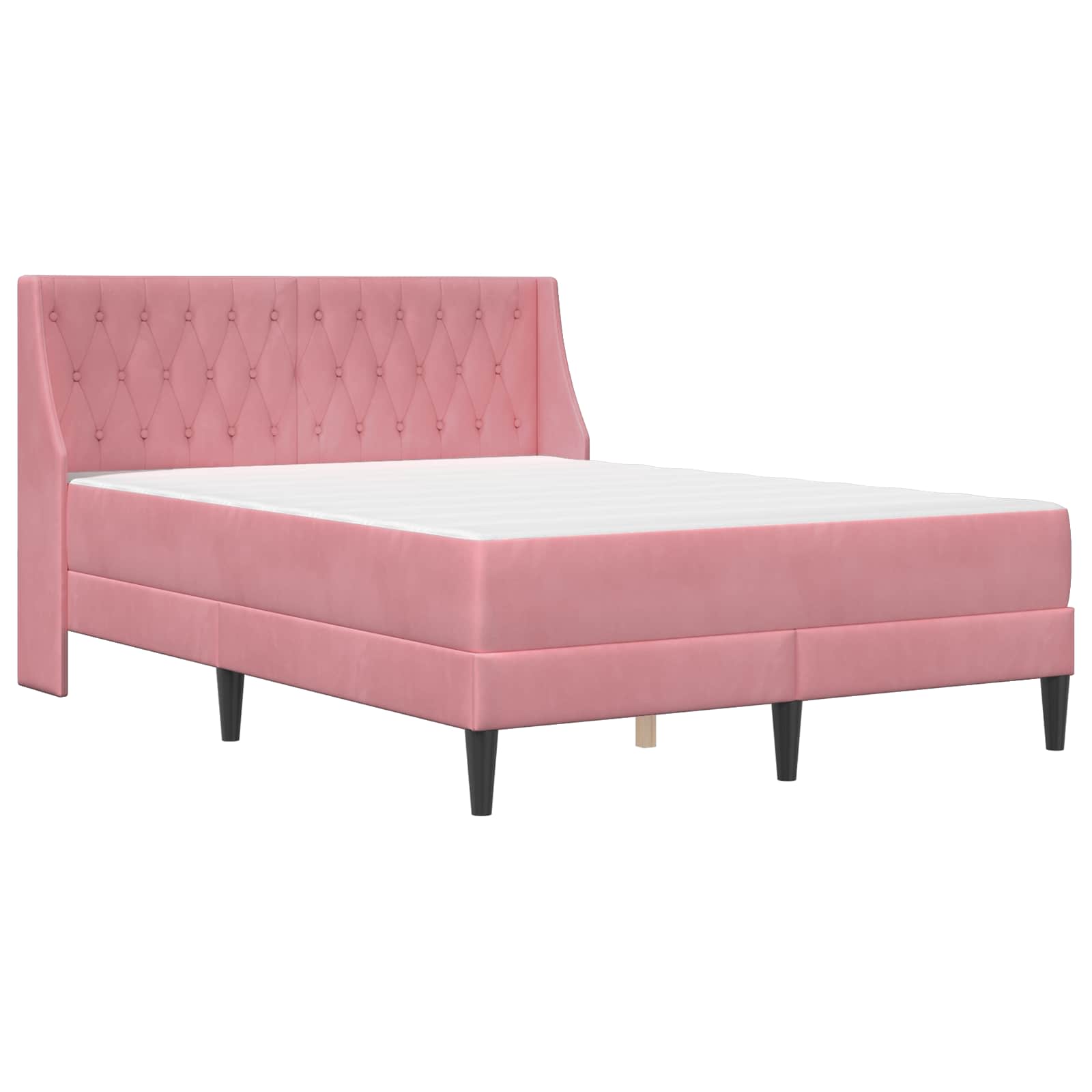 Bedframe met matras met matras Roze 140 x 200 cm Fluweel is nu te koop bij PeponiXL, paradijselijk wonen!