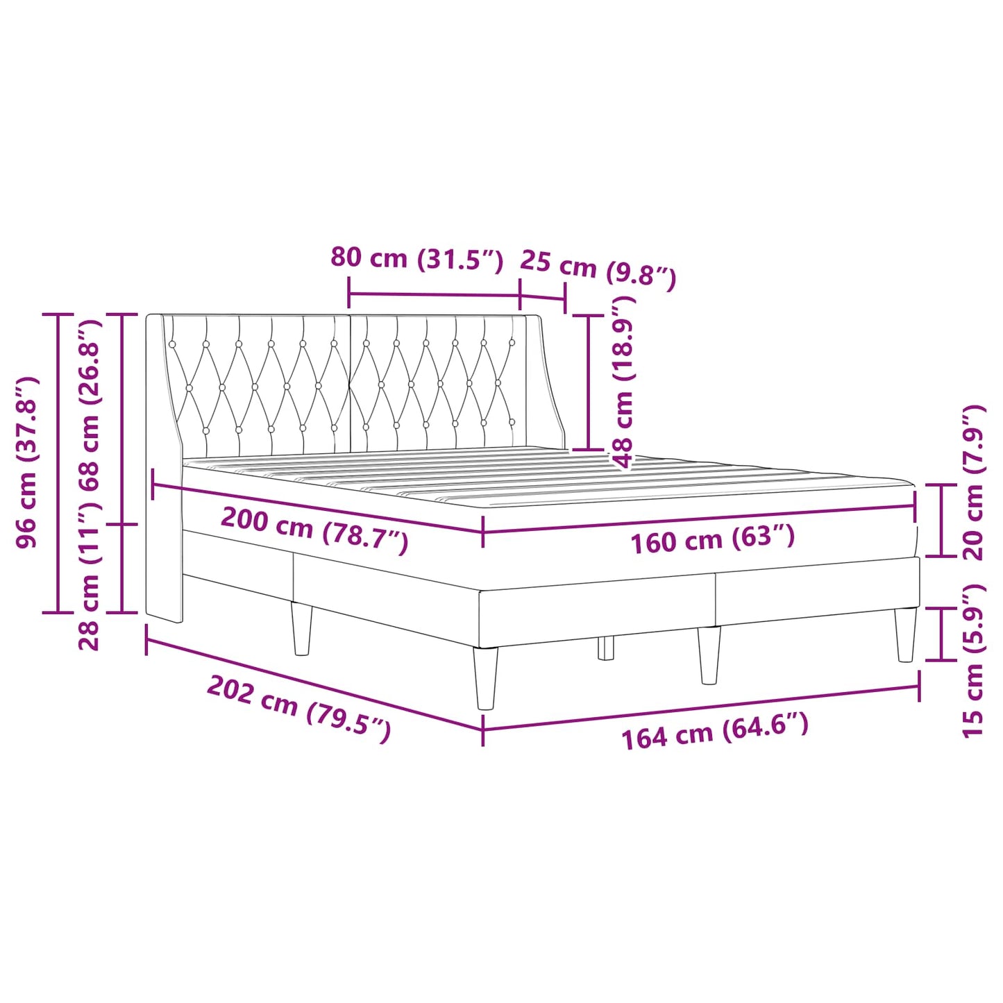 Bedframe met matras met matras Lichtgrijs 160 x 200 cm Fluweel is nu te koop bij PeponiXL, paradijselijk wonen!