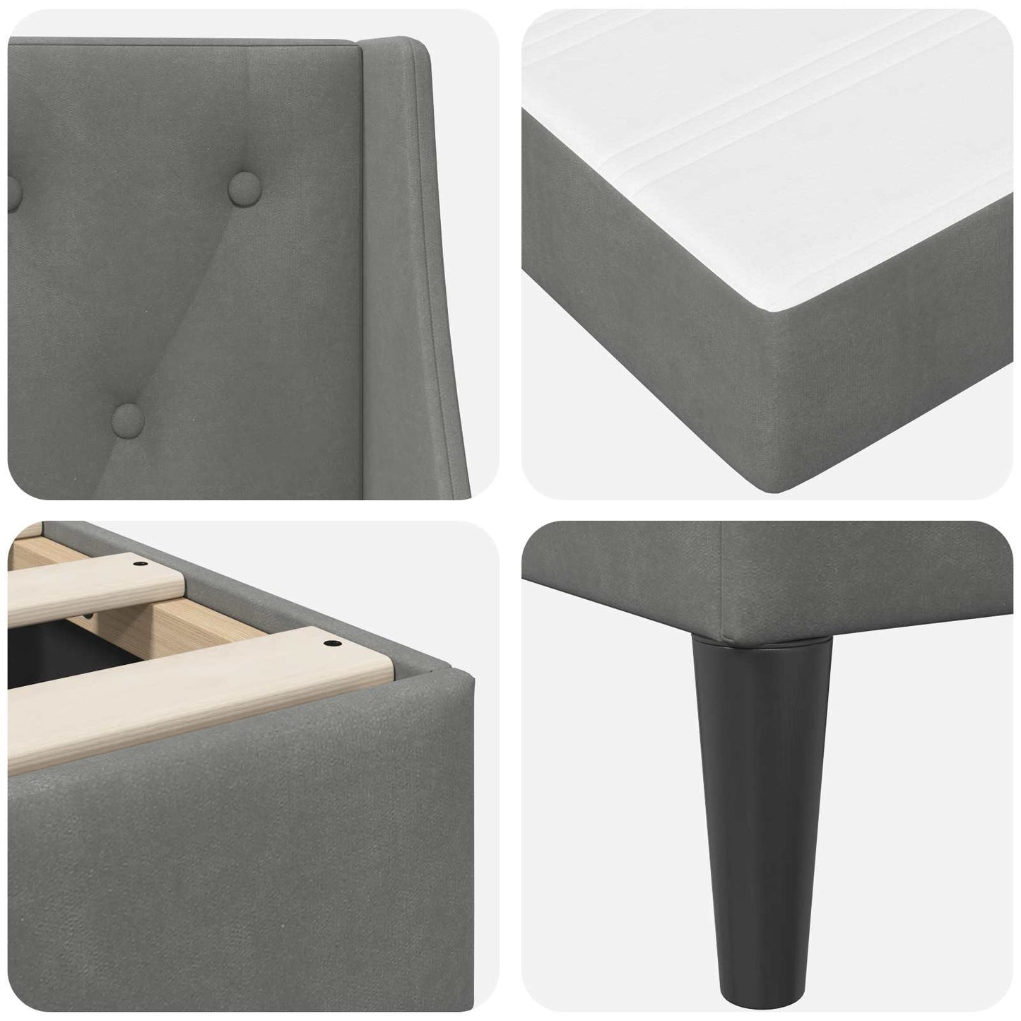 Bedframe met matras met matras Donkergrijs 160 x 200 cm Fluweel is nu te koop bij PeponiXL, paradijselijk wonen!