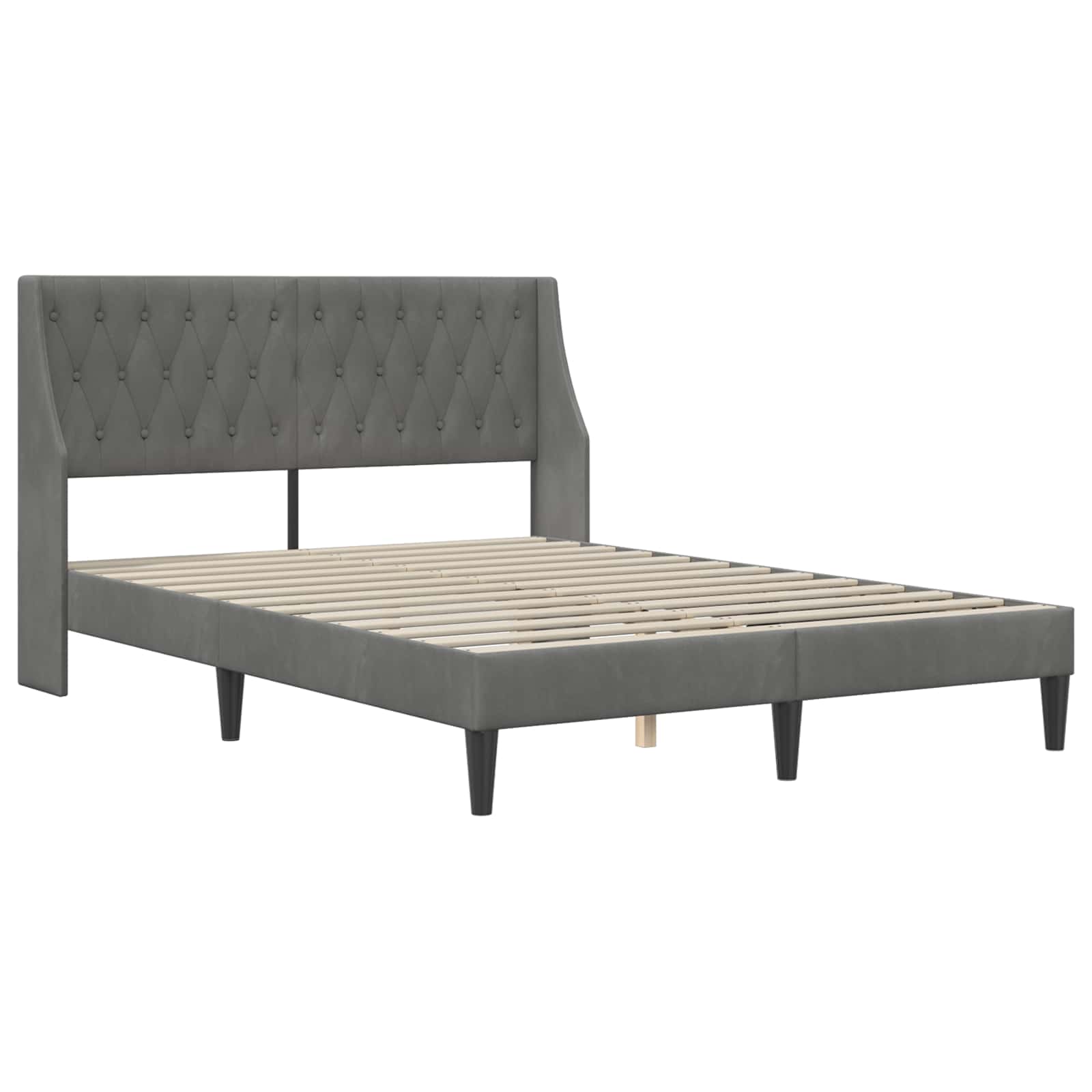 Bedframe met matras met matras Donkergrijs 160 x 200 cm Fluweel is nu te koop bij PeponiXL, paradijselijk wonen!