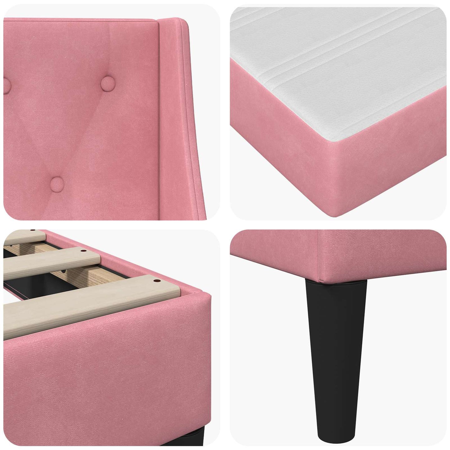 Bedframe met matras met matras Roze 160 x 200 cm Fluweel is nu te koop bij PeponiXL, paradijselijk wonen!