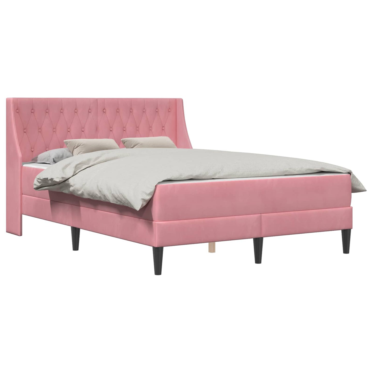 Bedframe met matras met matras Roze 160 x 200 cm Fluweel is nu te koop bij PeponiXL, paradijselijk wonen!