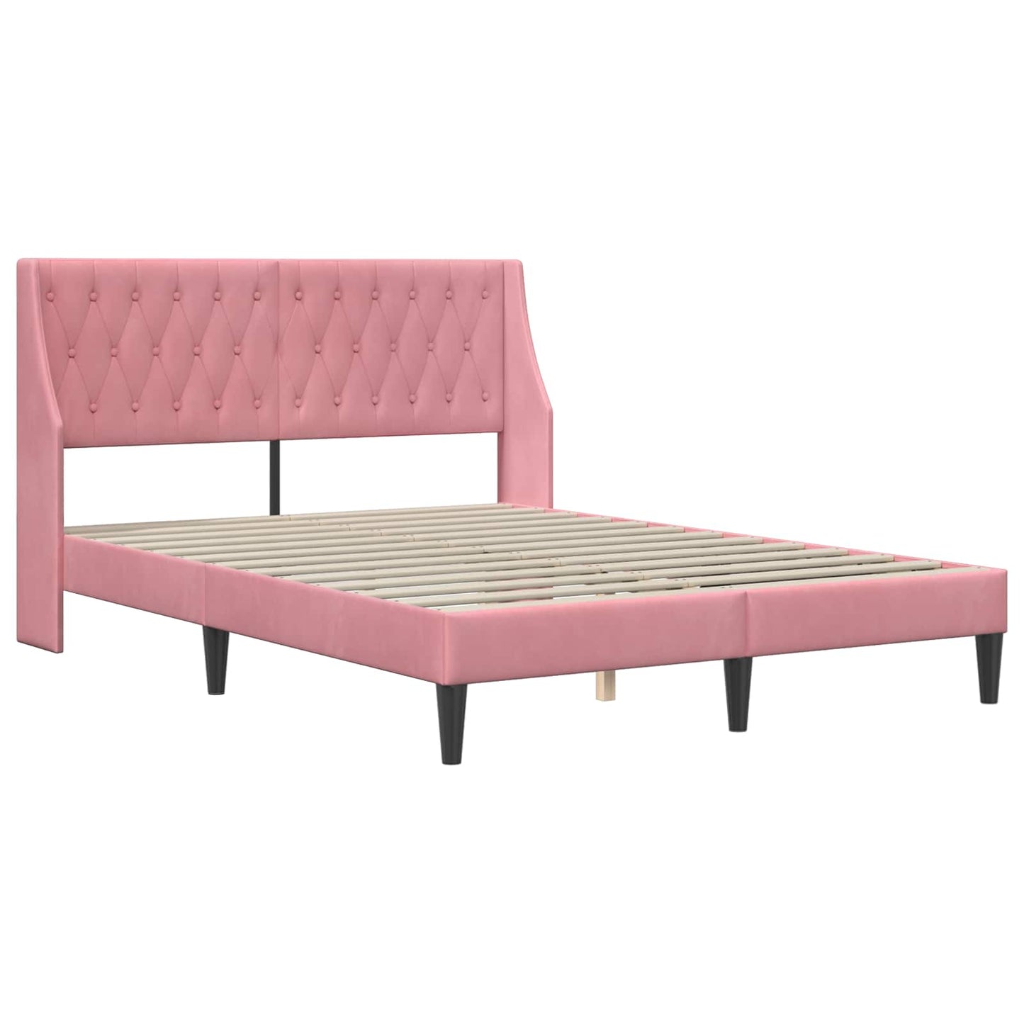 Bedframe met matras met matras Roze 160 x 200 cm Fluweel is nu te koop bij PeponiXL, paradijselijk wonen!