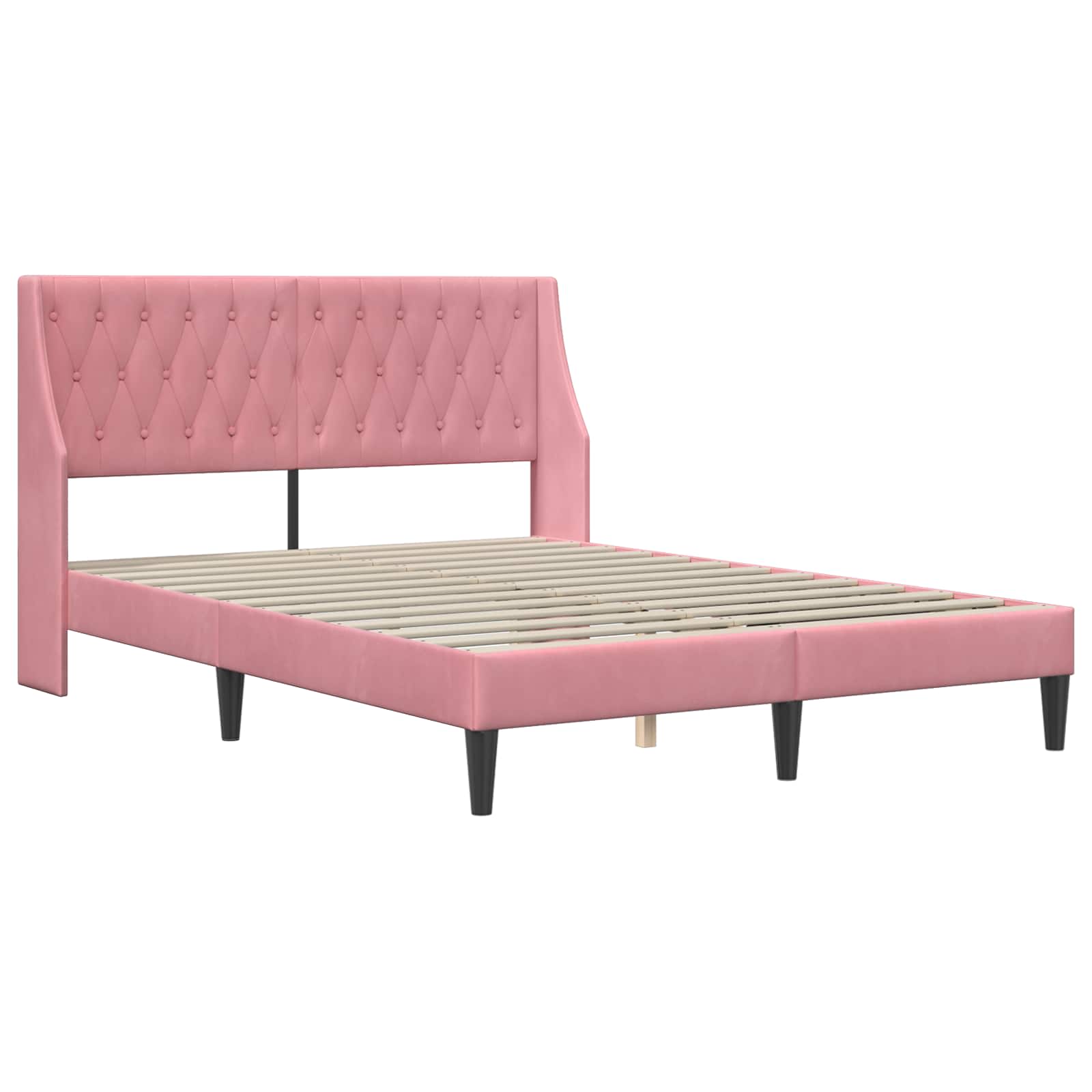 Bedframe met matras met matras Roze 160 x 200 cm Fluweel is nu te koop bij PeponiXL, paradijselijk wonen!