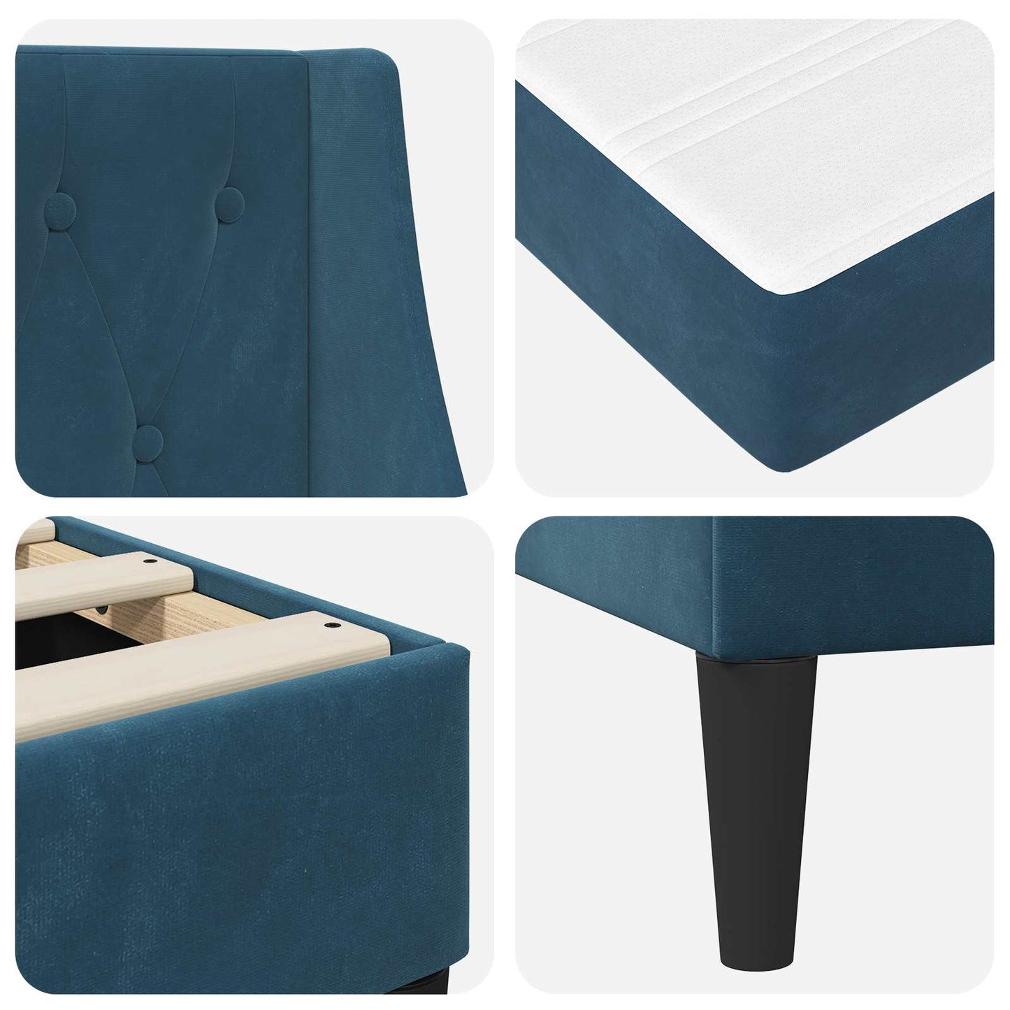 Bedframe met matras met matras Blauw 160 x 200 cm Fluweel is nu te koop bij PeponiXL, paradijselijk wonen!