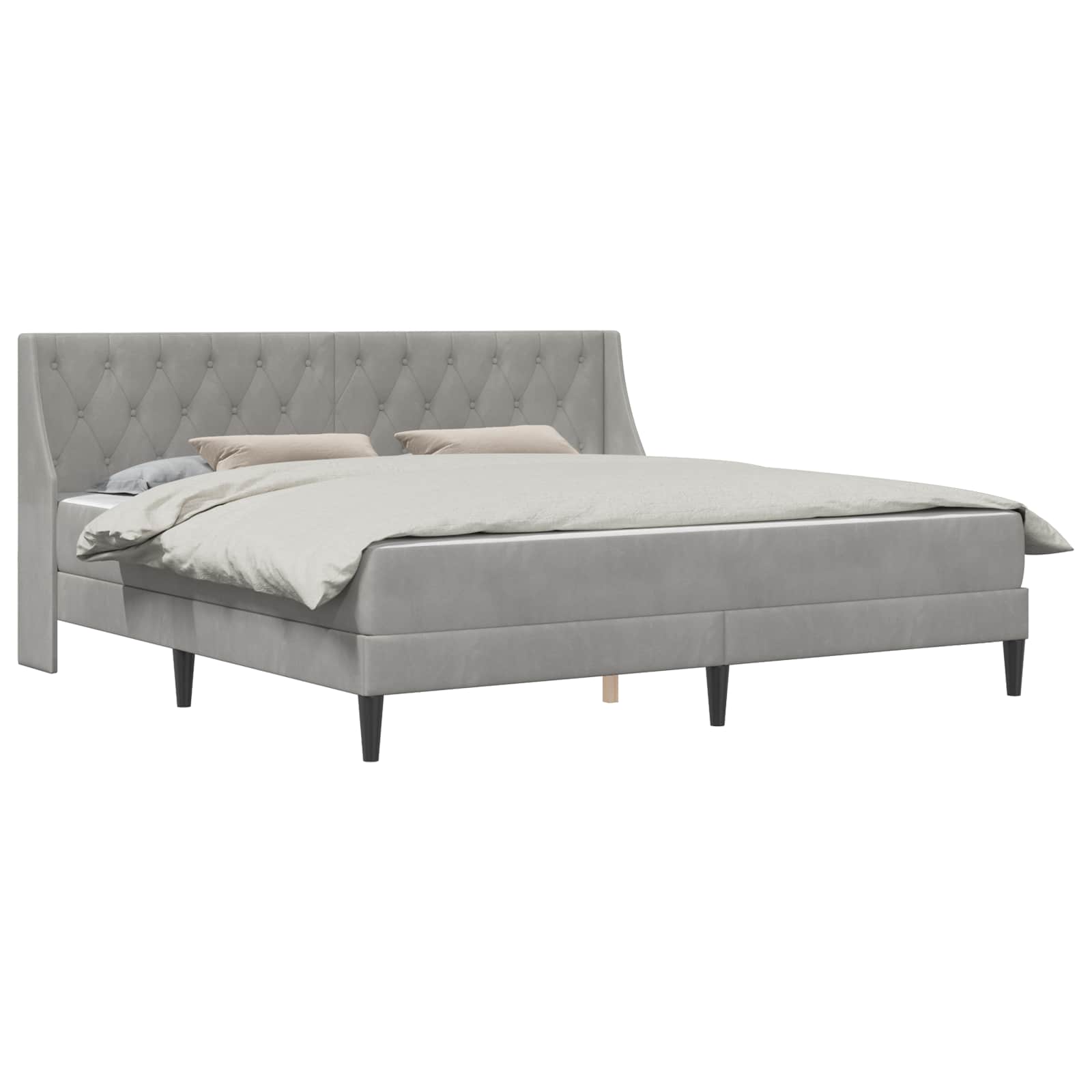 Bedframe met matras met matras Lichtgrijs 200 x 200 cm Fluweel is nu te koop bij PeponiXL, paradijselijk wonen!