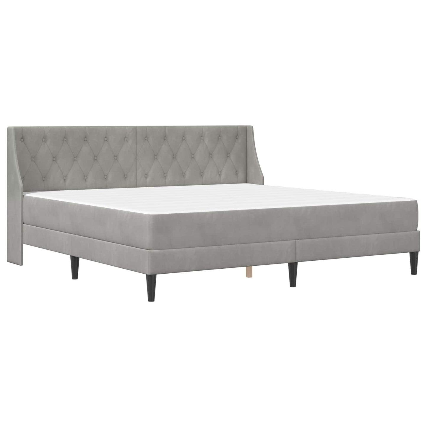 Bedframe met matras met matras Lichtgrijs 200 x 200 cm Fluweel is nu te koop bij PeponiXL, paradijselijk wonen!