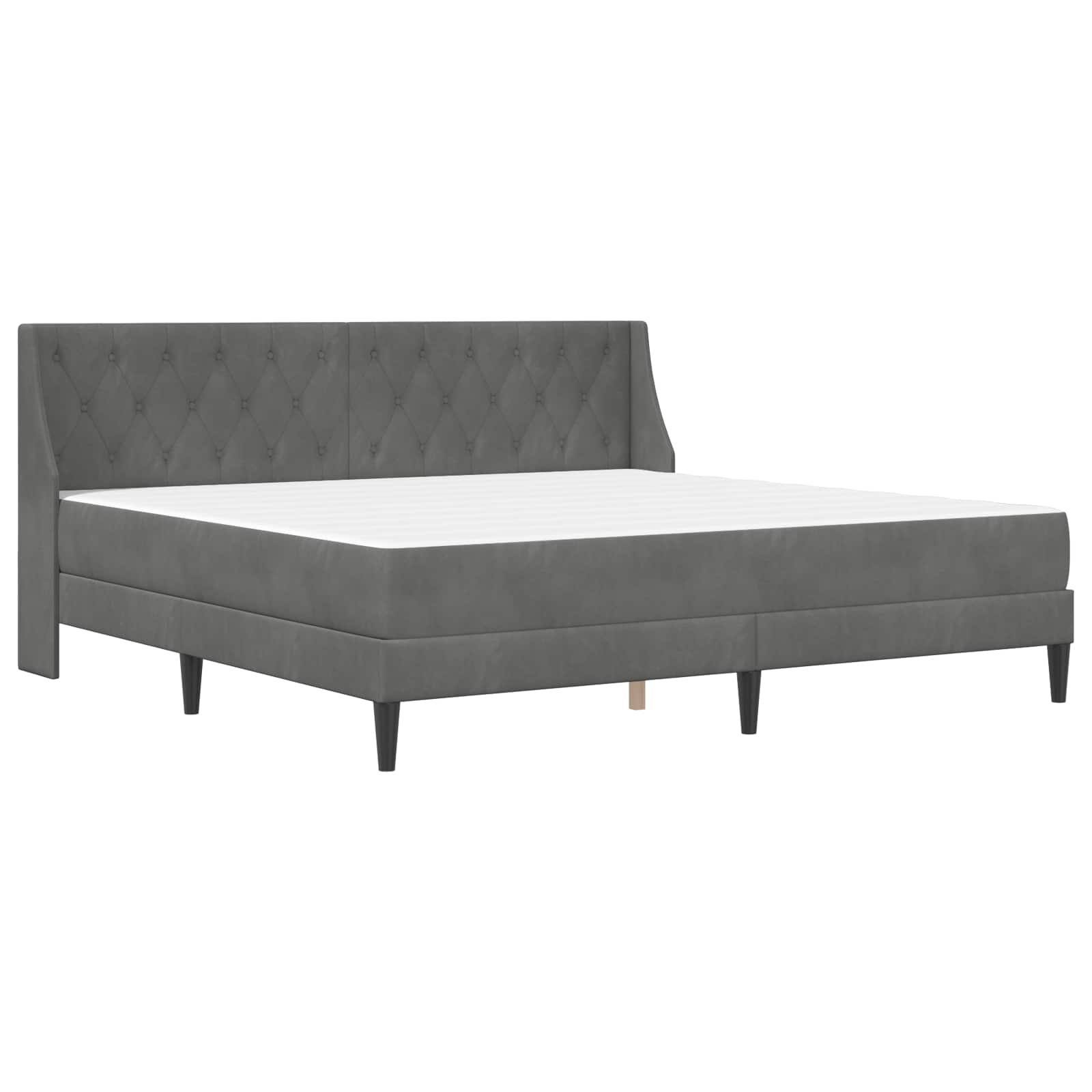 Bedframe met matras met matras Donkergrijs 200 x 200 cm Fluweel is nu te koop bij PeponiXL, paradijselijk wonen!