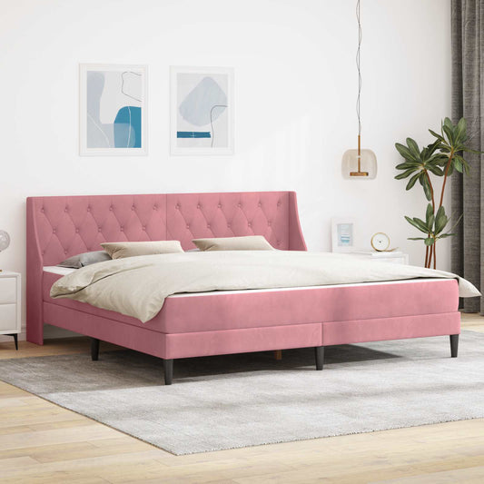 Bedframe met matras met matras Roze 200 x 200 cm Fluweel is nu te koop bij PeponiXL, paradijselijk wonen!