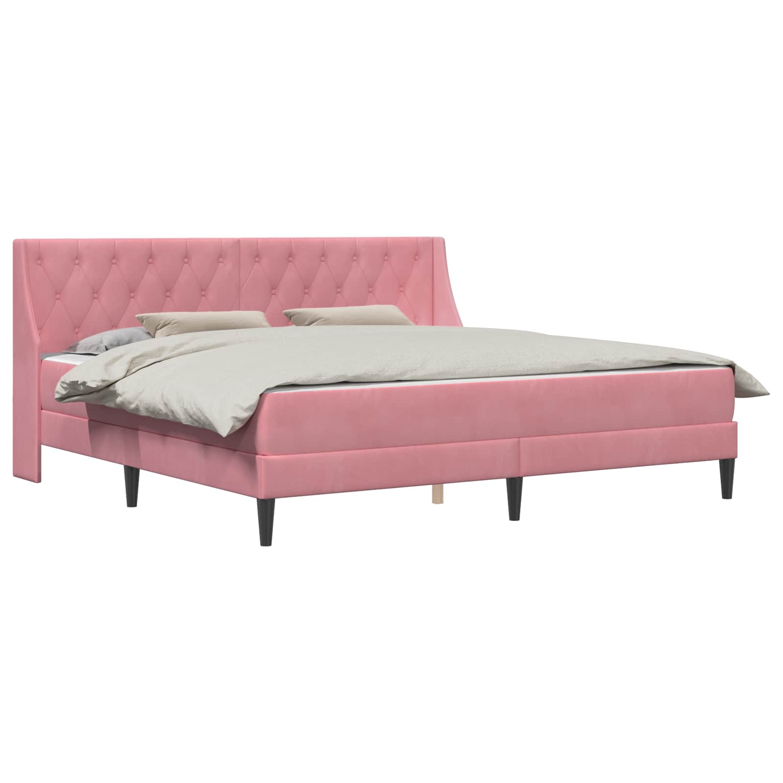 Bedframe met matras met matras Roze 200 x 200 cm Fluweel is nu te koop bij PeponiXL, paradijselijk wonen!