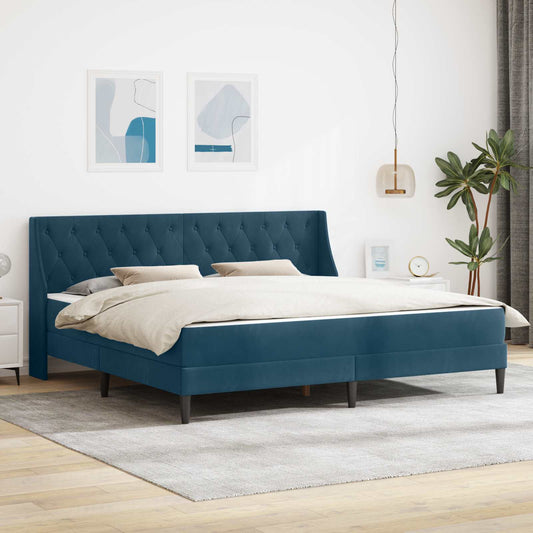 Bedframe met matras met matras Blauw 200 x 200 cm Fluweel is nu te koop bij PeponiXL, paradijselijk wonen!