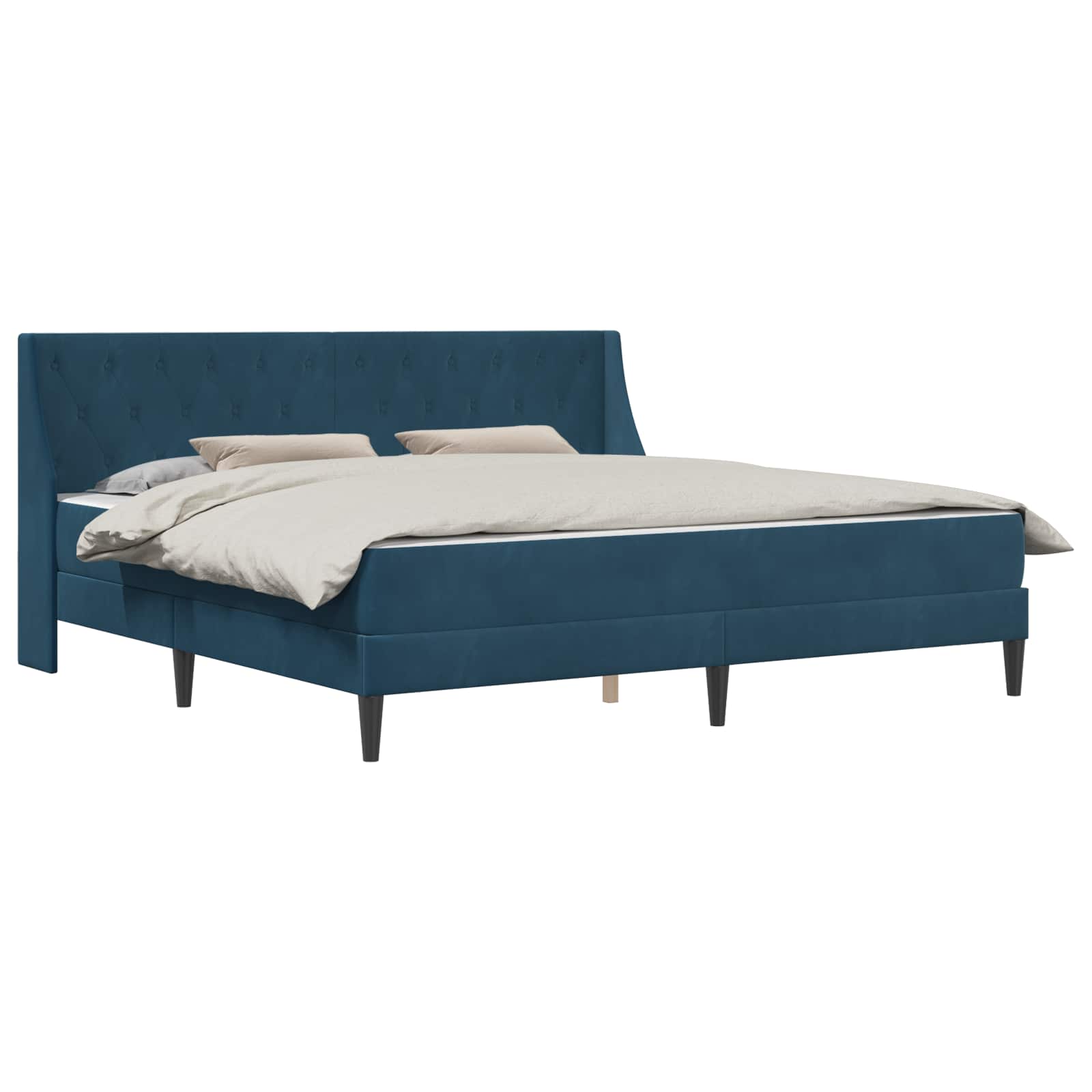 Bedframe met matras met matras Blauw 200 x 200 cm Fluweel is nu te koop bij PeponiXL, paradijselijk wonen!