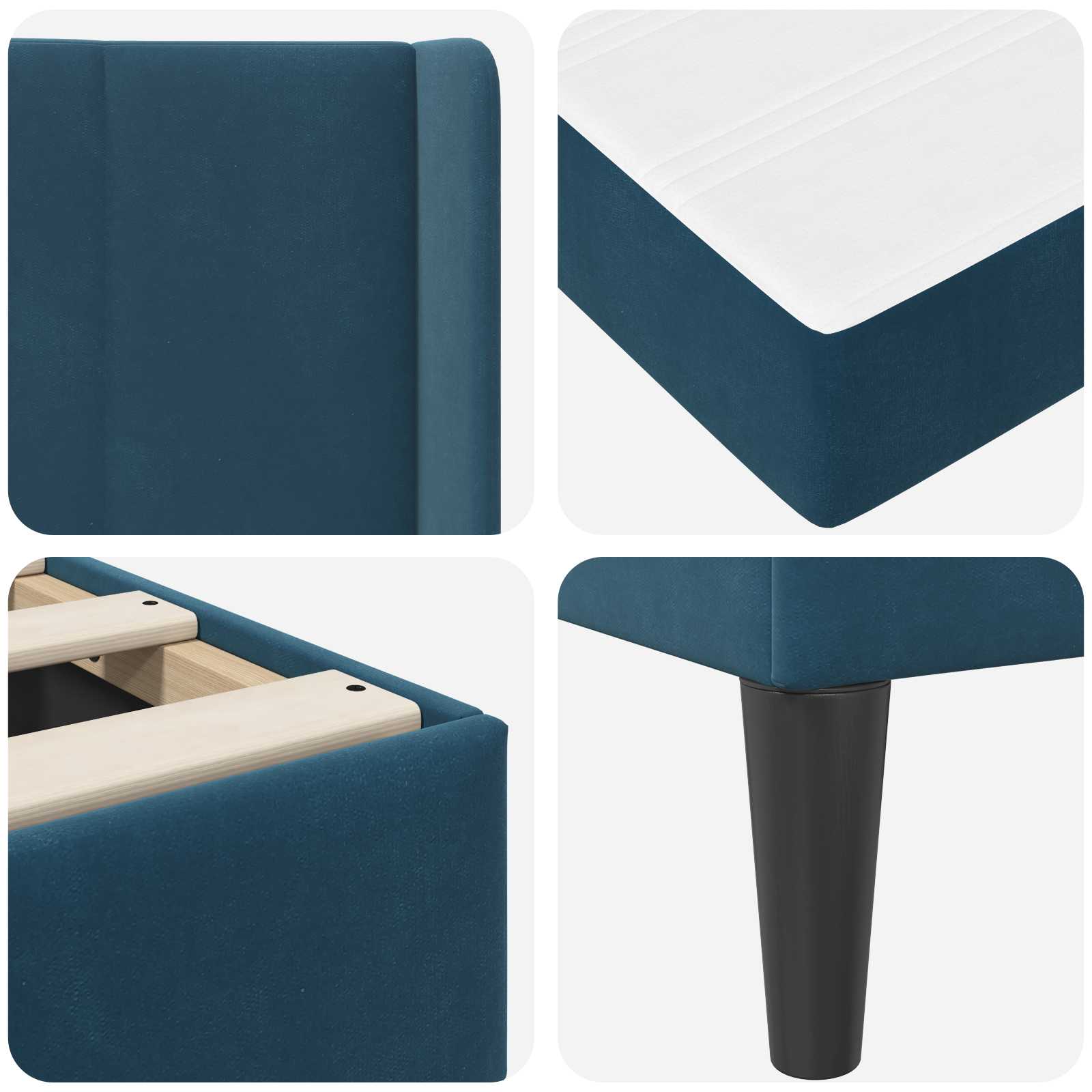 Bedframe met matras met hoofdeinde Blauw 90 x 200 cm Fluweel is nu te koop bij PeponiXL, paradijselijk wonen!