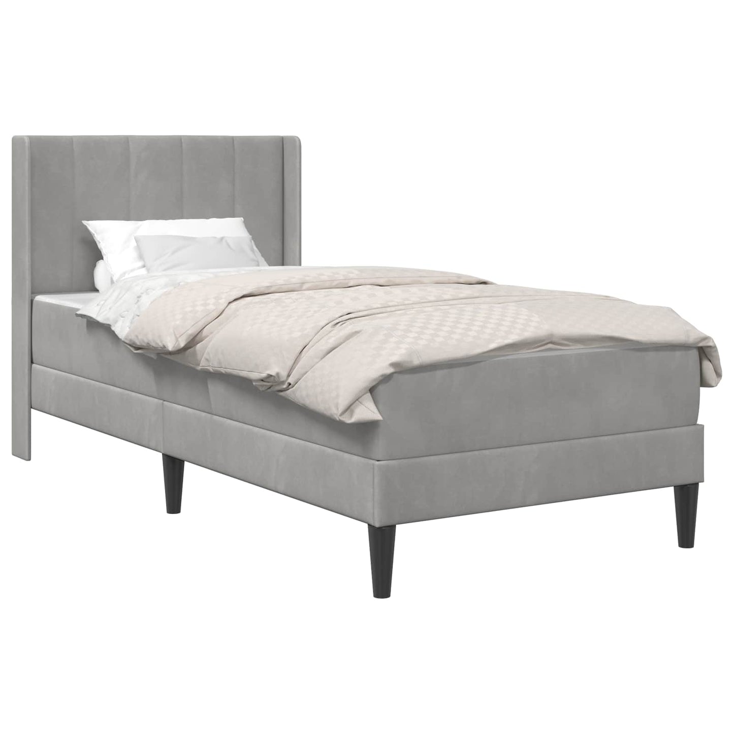 Bedframe met matras Lichtgrijs 100 x 200 cm Fluweel is nu te koop bij PeponiXL, paradijselijk wonen!