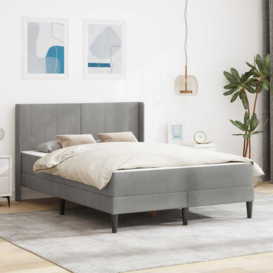 Bedframe met matras Lichtgrijs 120 x 200 cm Fluweel is nu te koop bij PeponiXL, paradijselijk wonen!
