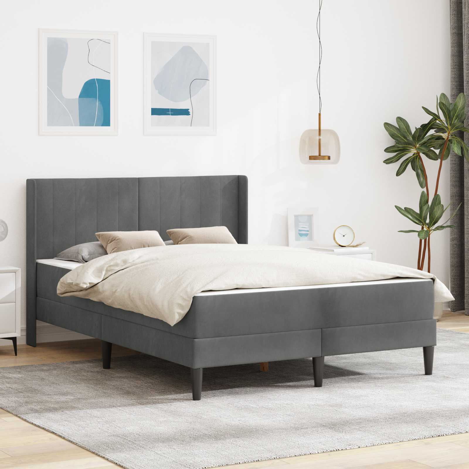 Bedframe met matras Donkergrijs 120 x 200 cm Fluweel is nu te koop bij PeponiXL, paradijselijk wonen!