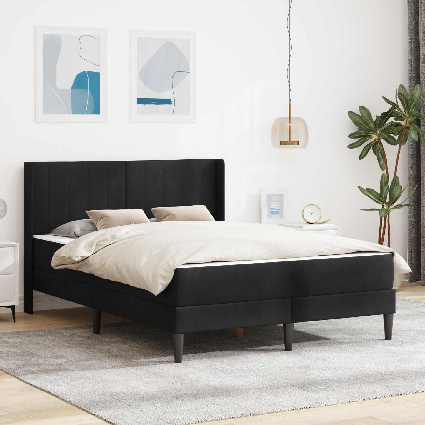 Bedframe met matras met hoofdeinde Zwart 120 x 200 cm Fluweel is nu te koop bij PeponiXL, paradijselijk wonen!