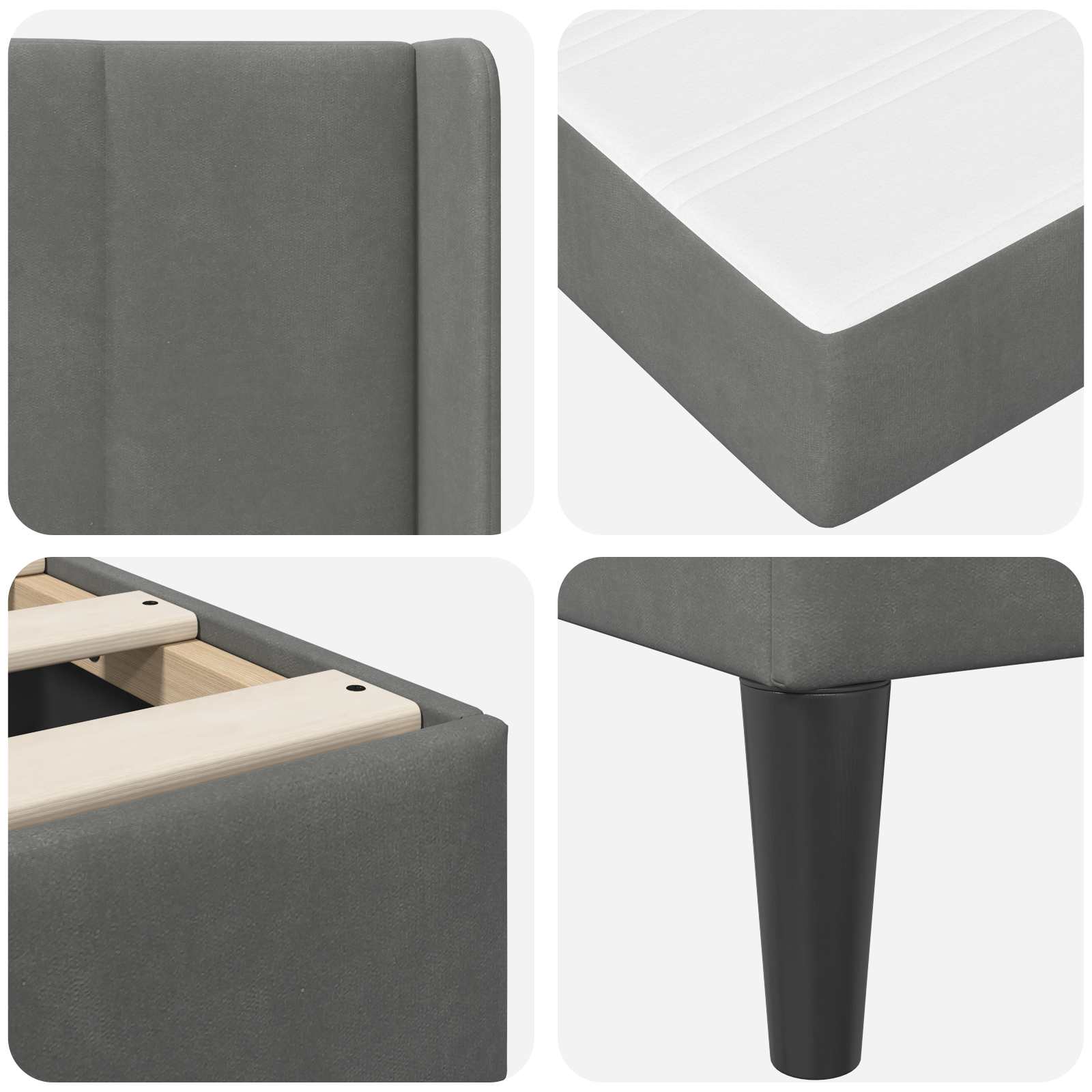 Bedframe met matras Donkergrijs 140 x 190 cm Fluweel is nu te koop bij PeponiXL, paradijselijk wonen!