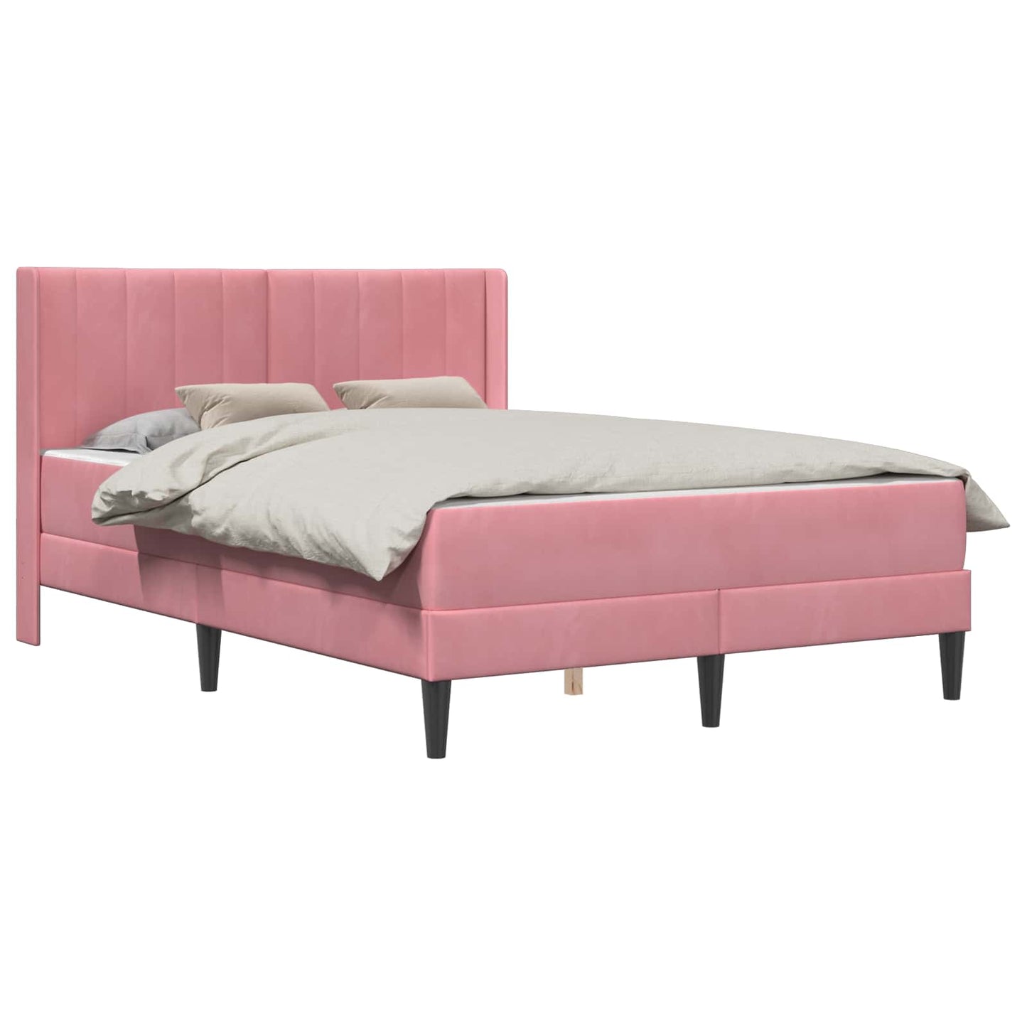 Bedframe met matras met hoofdeinde Roze 140 x 190 cm Fluweel is nu te koop bij PeponiXL, paradijselijk wonen!