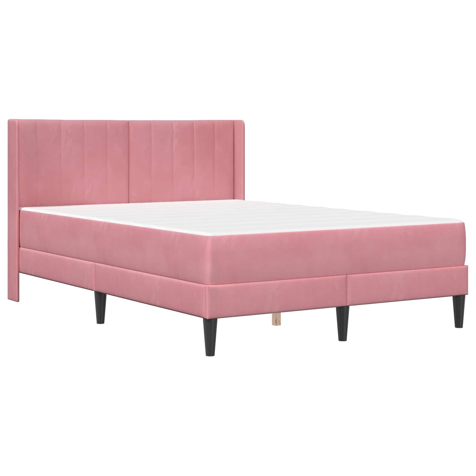 Bedframe met matras met hoofdeinde Roze 140 x 190 cm Fluweel is nu te koop bij PeponiXL, paradijselijk wonen!